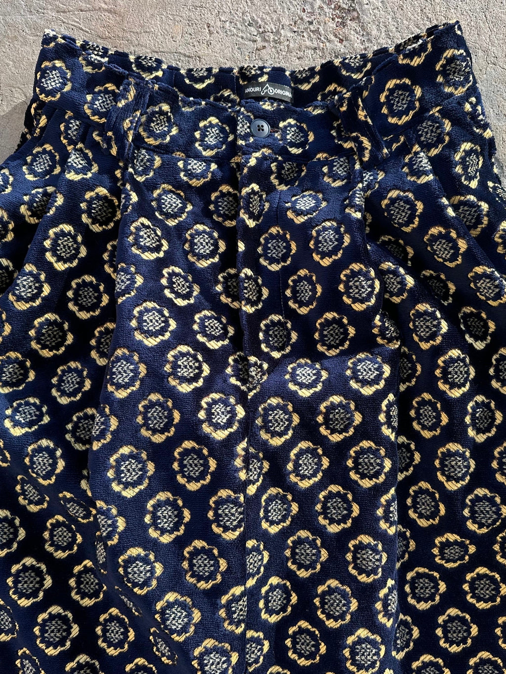 Anouris Original PANT with wide legs with two pockets  side unique dark blue print “Carpet” UNISEX