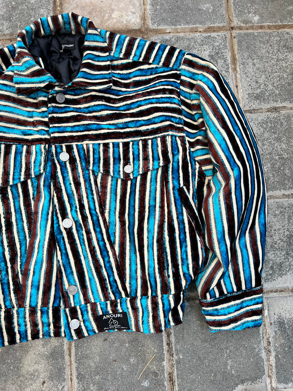 Moroccan hand made with unique brown and blue color,  carpet Jacket UNISEX
