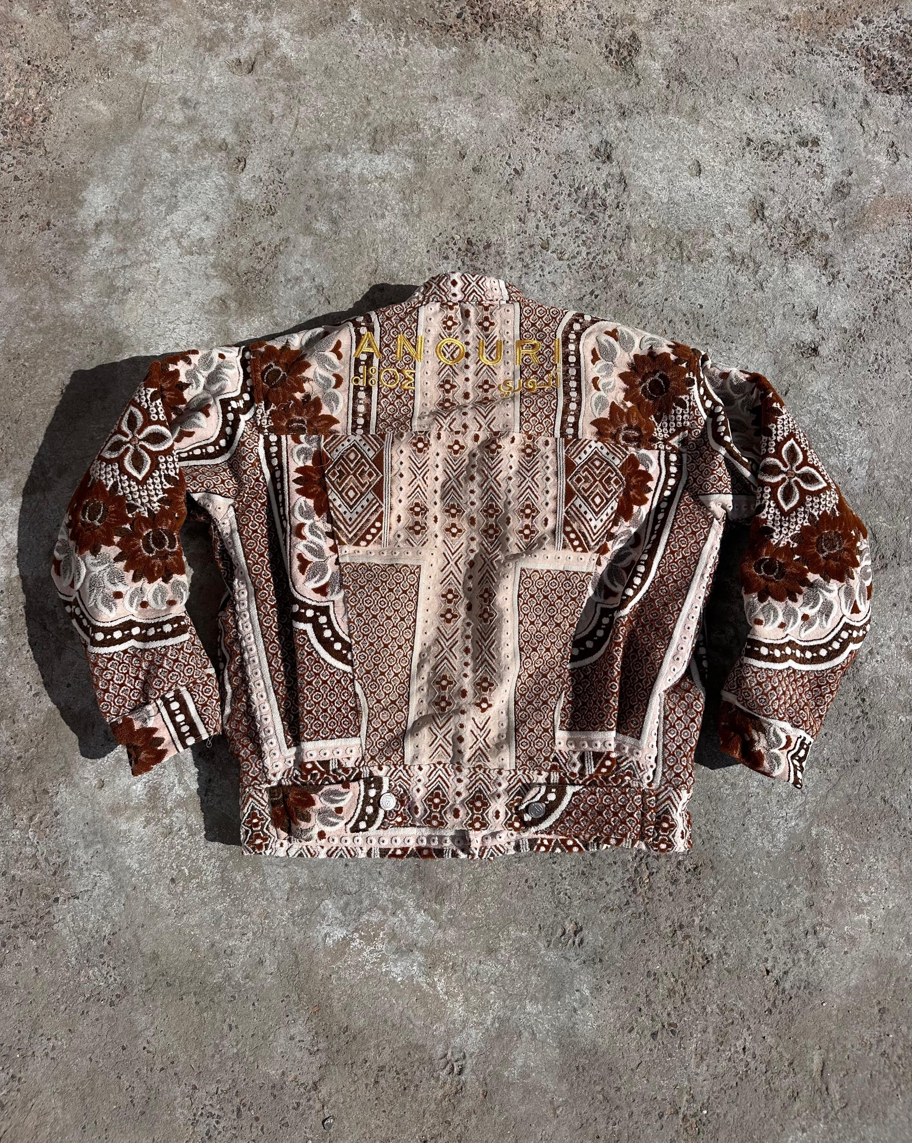 Moroccan hand made with unique orange color,  carpet Jacket UNISEX