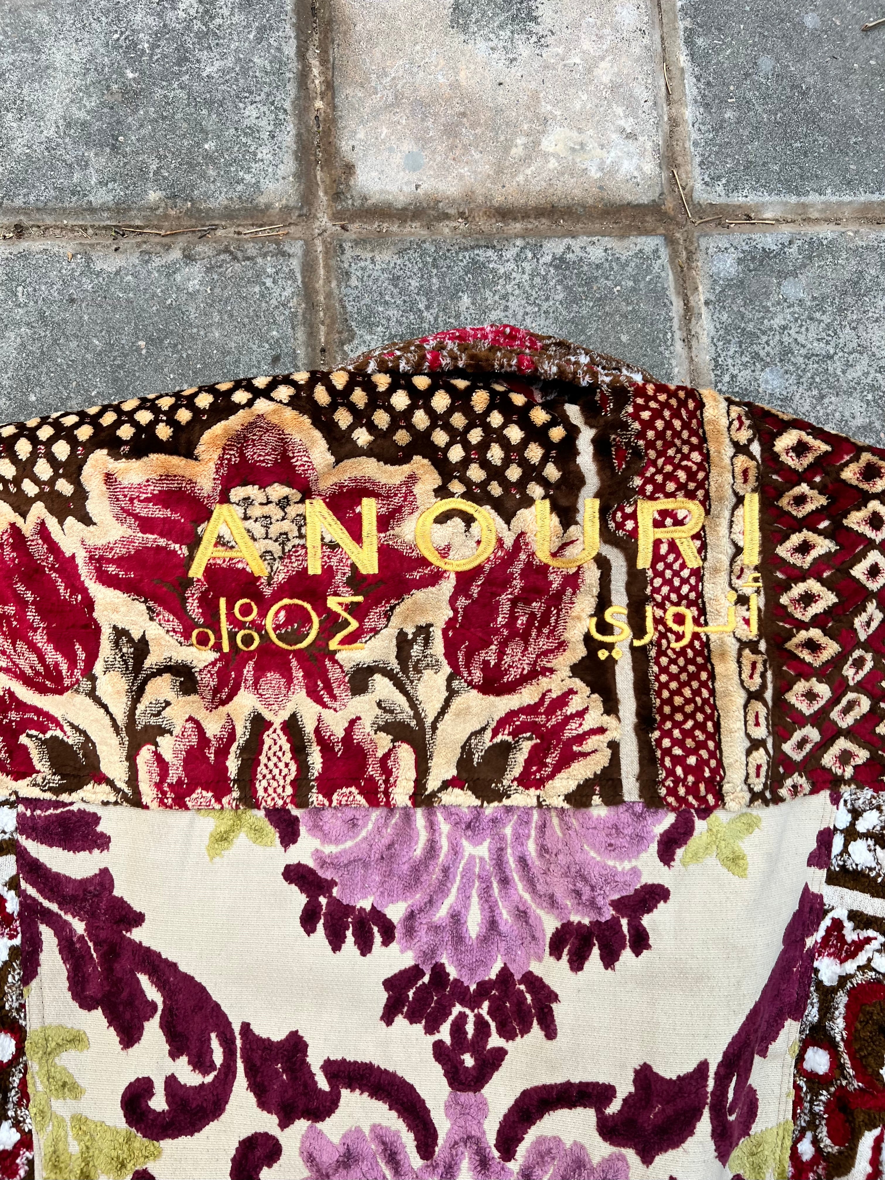 Moroccan hand made with unique patshwork design ,  carpet Jacket UNISEX