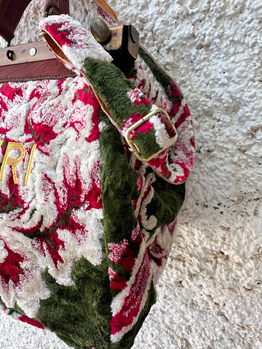 Anouri Original Emerald Heritage Frame green & red  colour Carpet Bag
