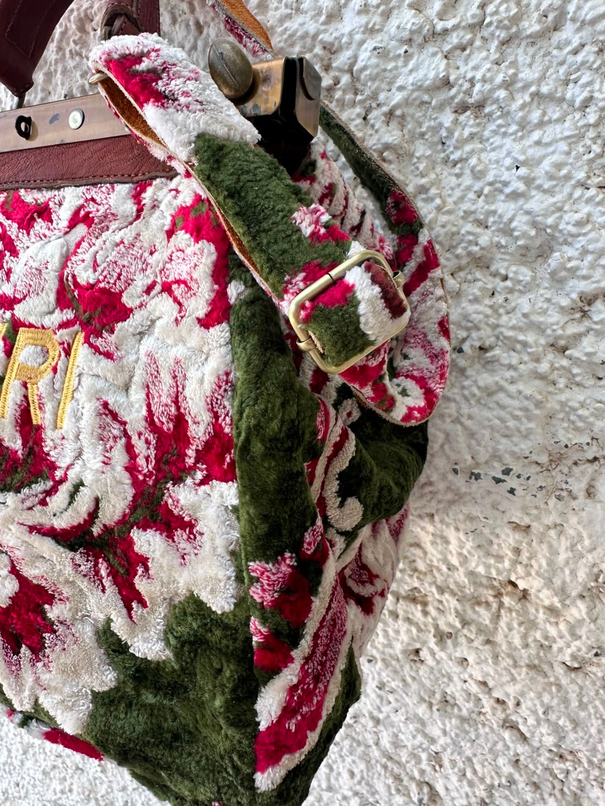 Anouri Original Emerald Heritage Frame green & red  colour Carpet Bag