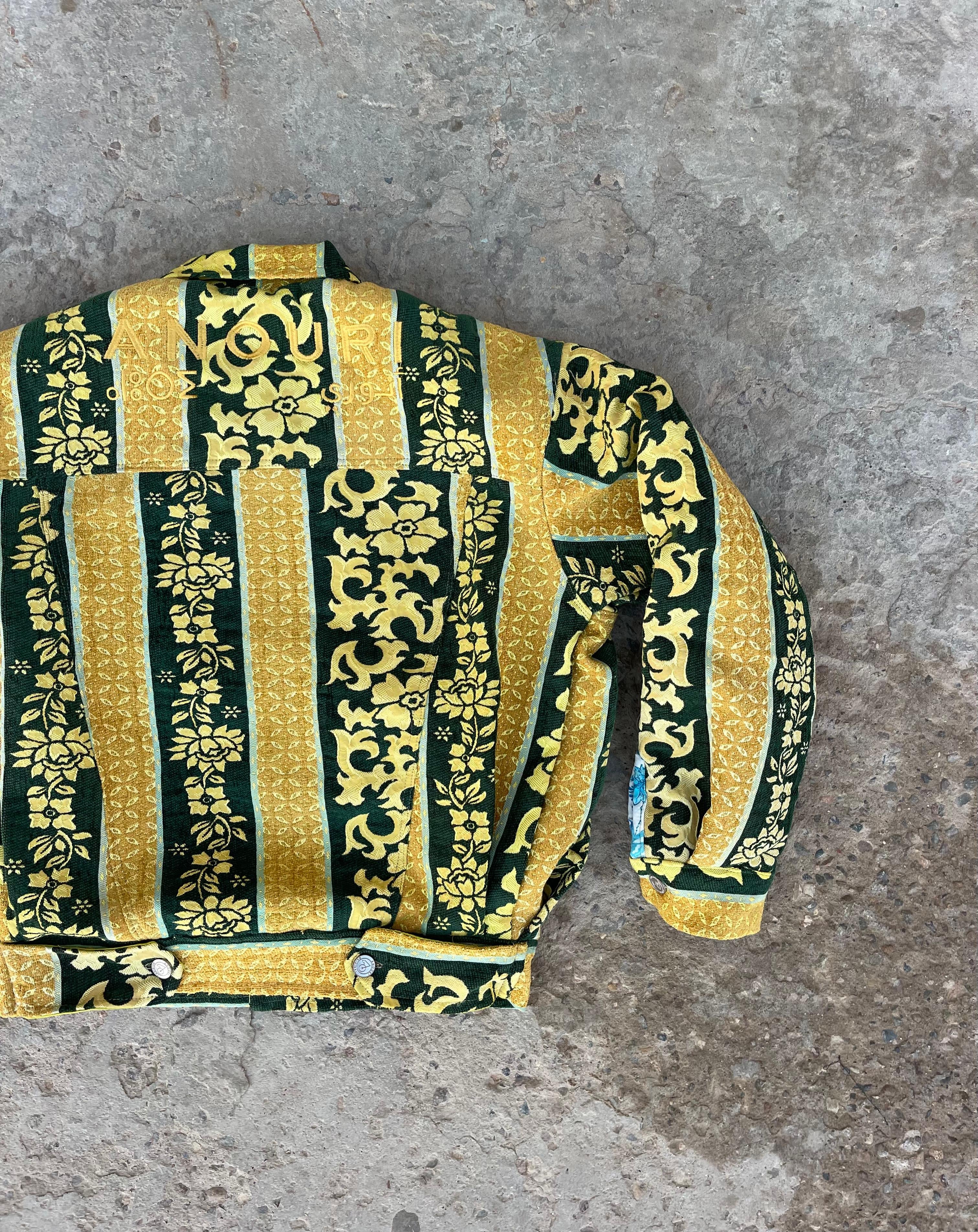 Moroccan hand made with unique yellow and green  design carpet Jacket UNISEX