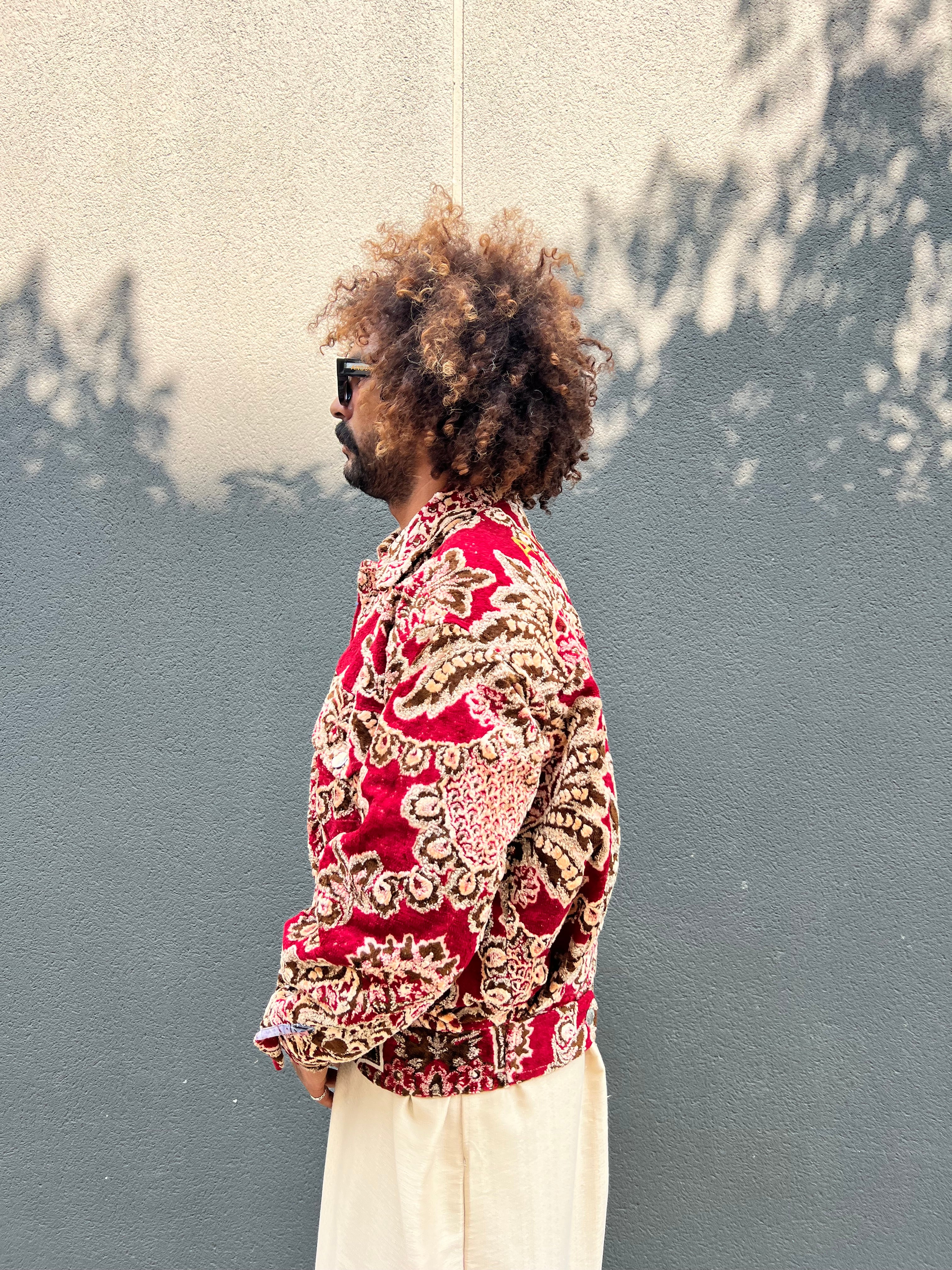 Moroccan hand made with unique brown and red color,  carpet Jacket UNISEX