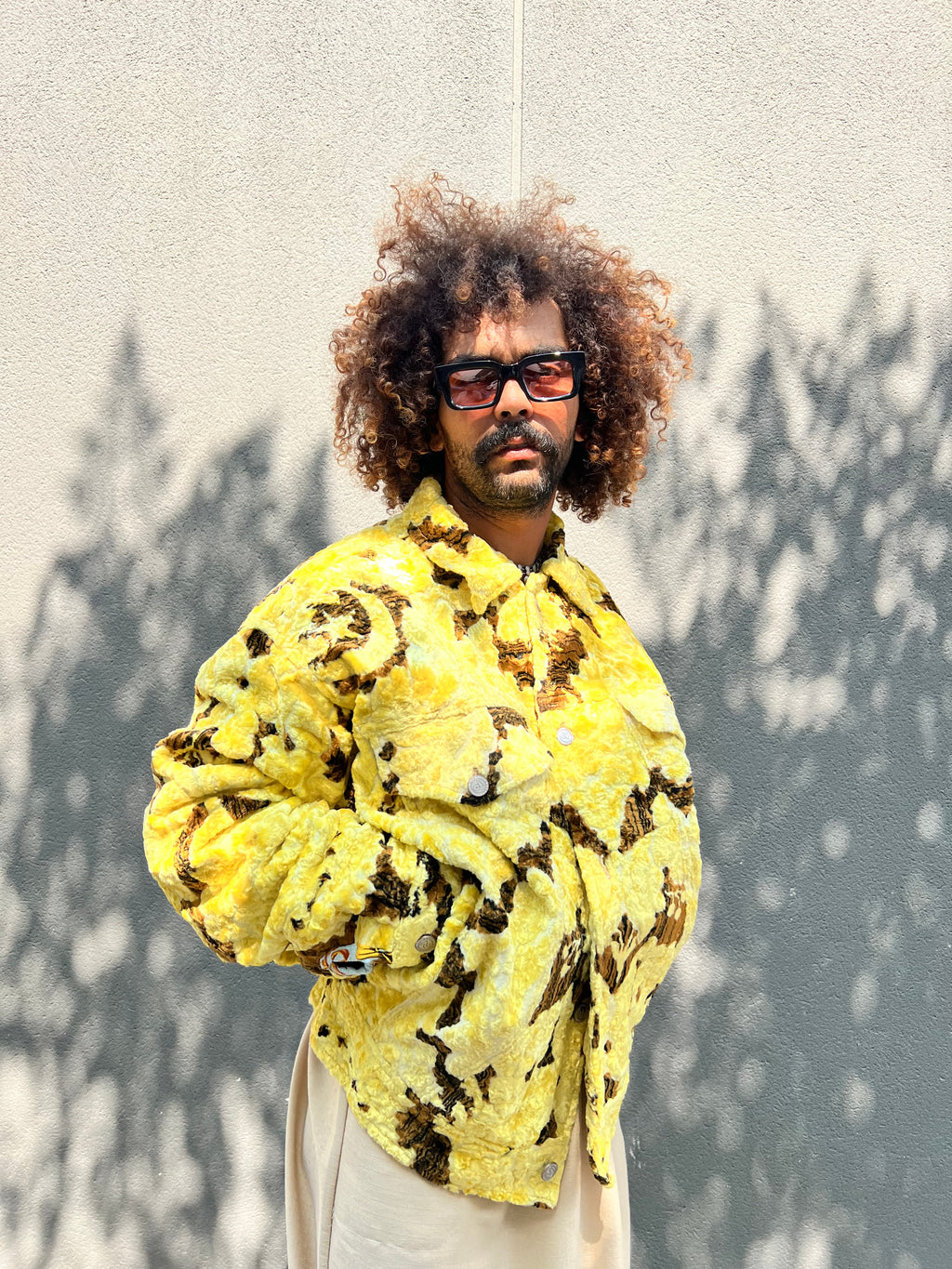 Moroccan hand made with unique yellow color ,  carpet Jacket UNISEX