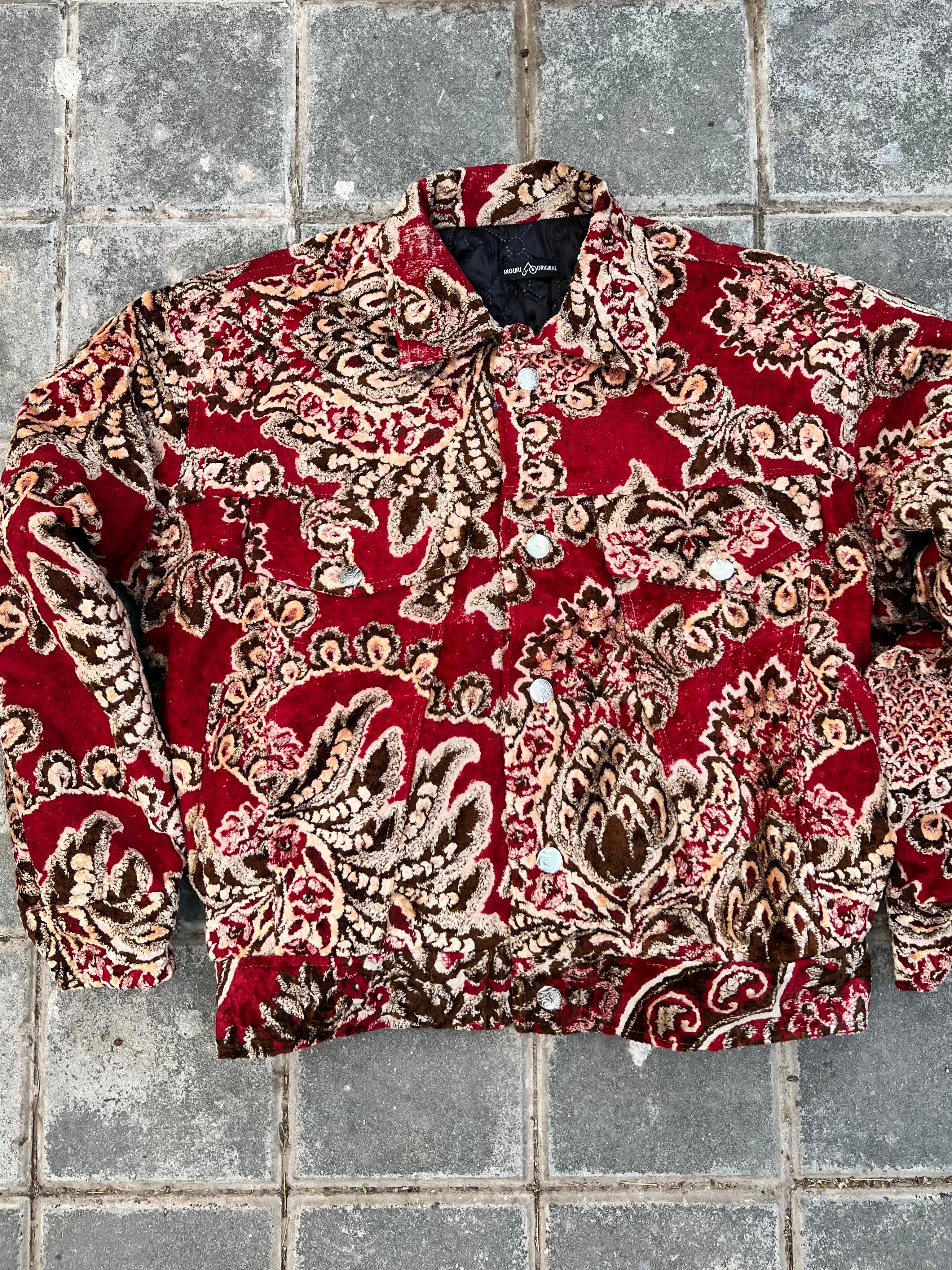 Moroccan hand made with unique brown and red color,  carpet Jacket UNISEX