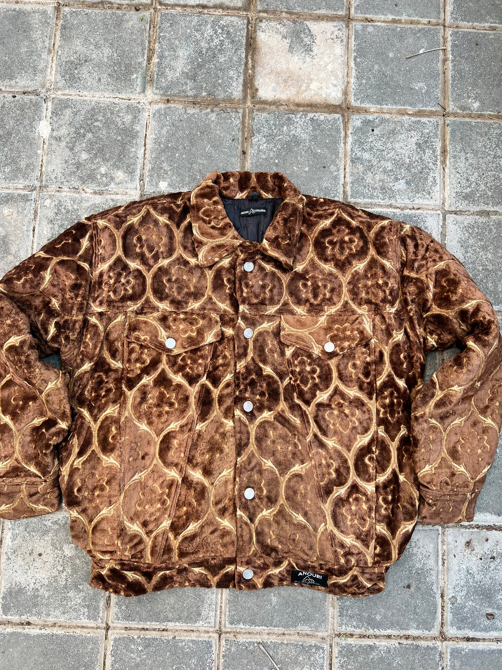 Moroccan hand made with unique design brown color ,  carpet Jacket UNISEX