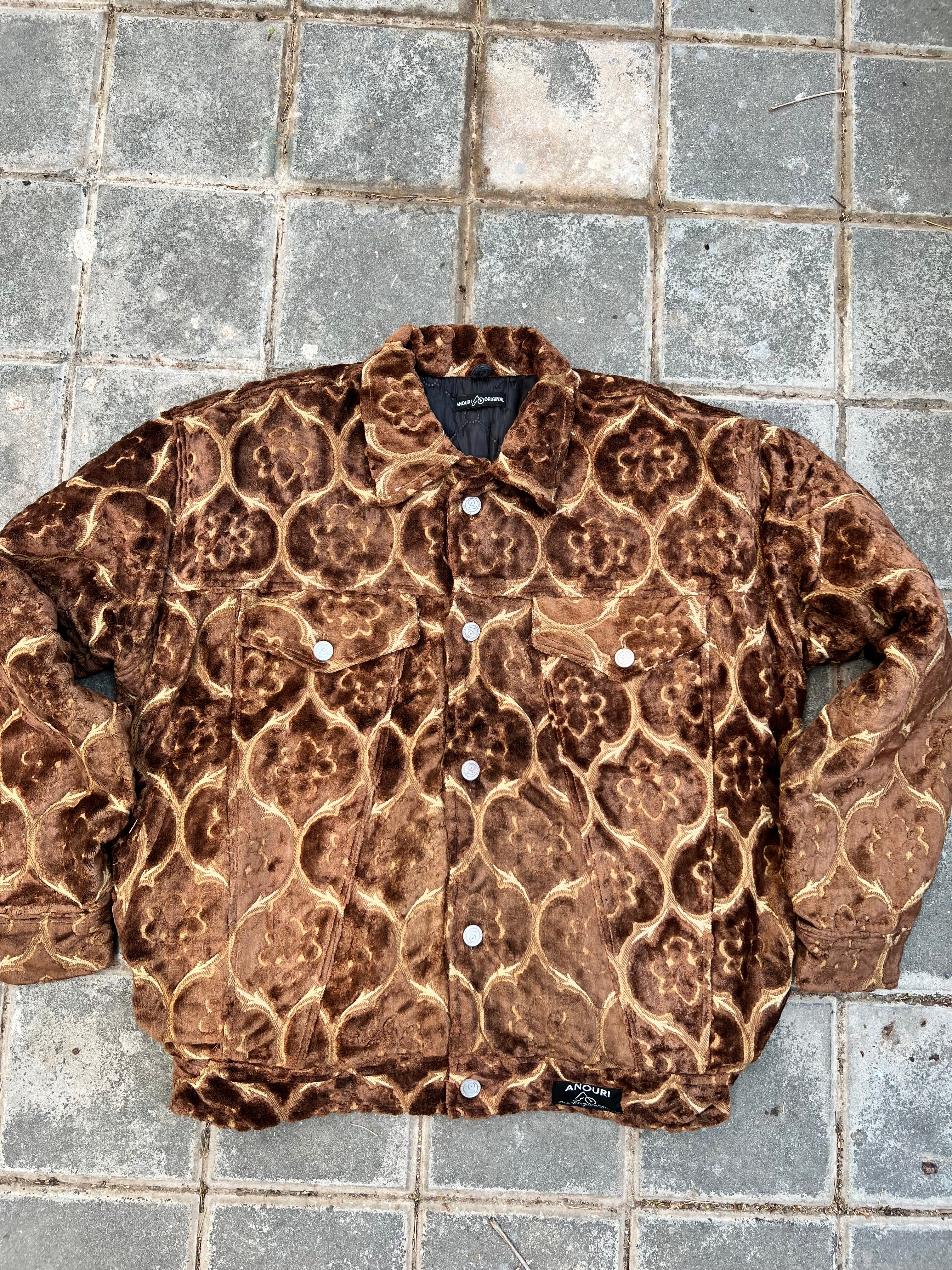 Moroccan hand made with unique design brown color ,  carpet Jacket UNISEX