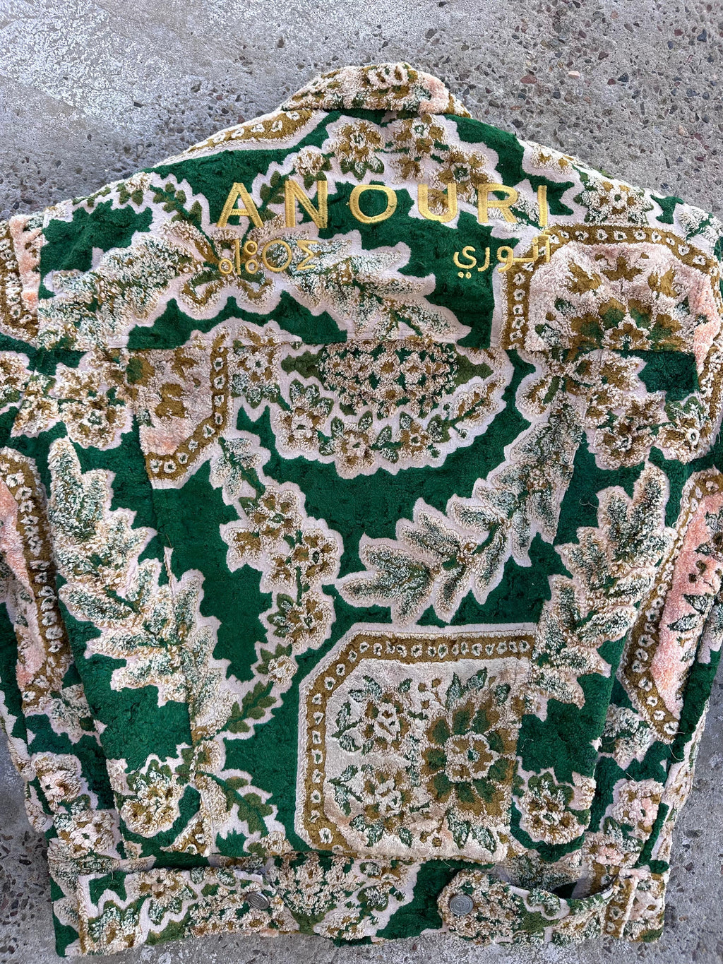Moroccan hand made with unique yellow and green  design carpet Jacket UNISEX