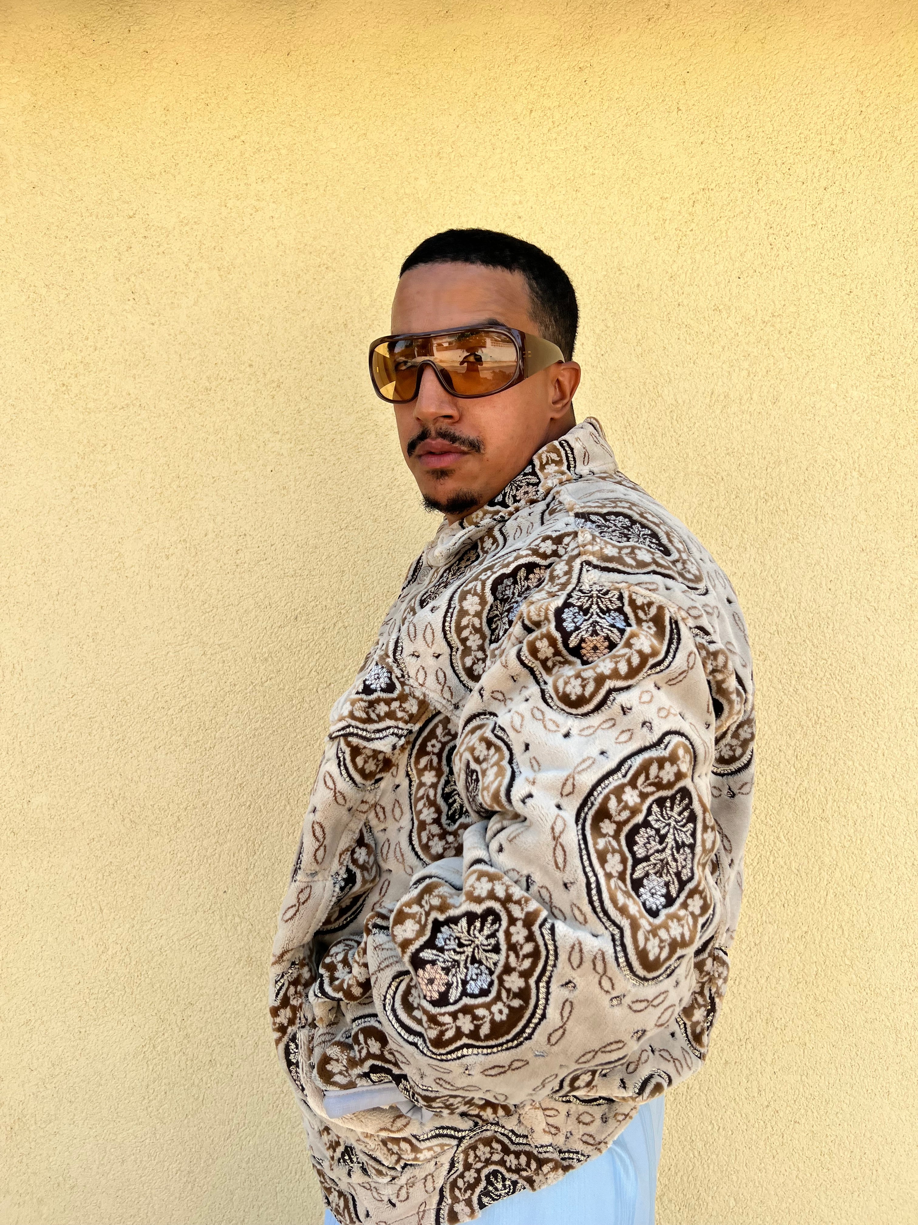 Moroccan hand made with unique yellow and orange color,  carpet Jacket UNISEX (Copy)