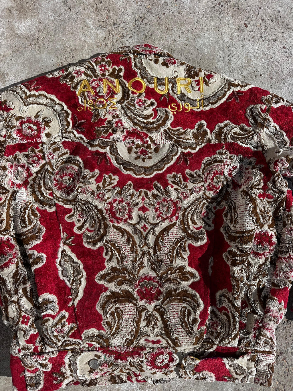 Moroccan hand made with unique red color,  carpet Jacket UNISEX