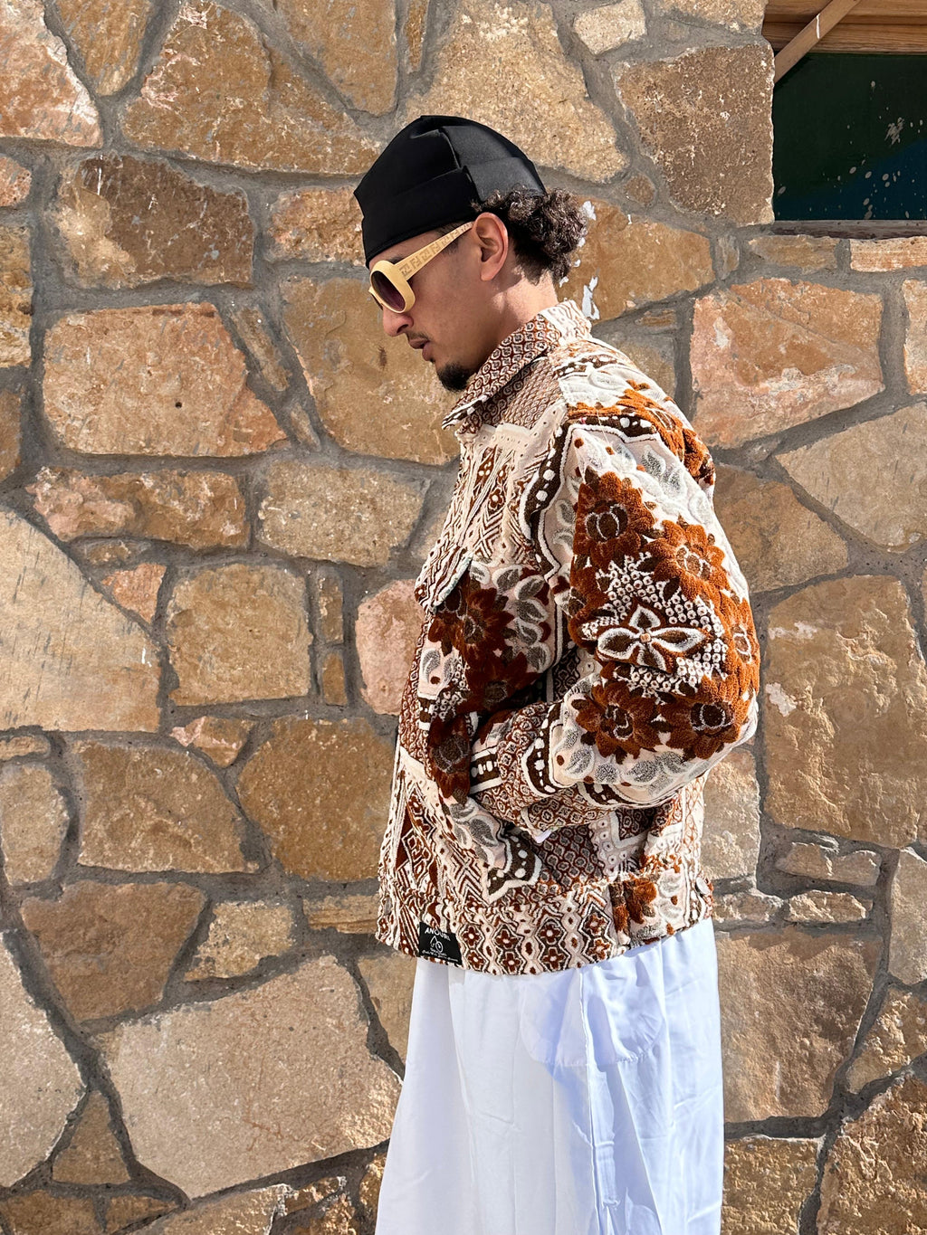 Moroccan hand made with unique orange color,  carpet Jacket UNISEX