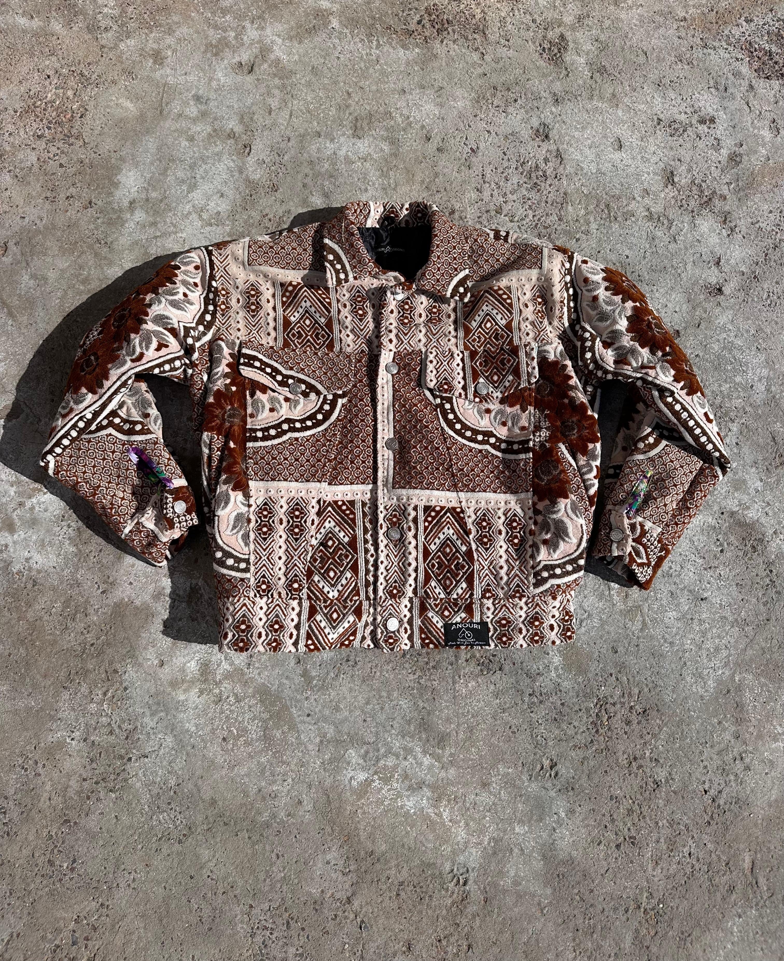 Moroccan hand made with unique orange color,  carpet Jacket UNISEX