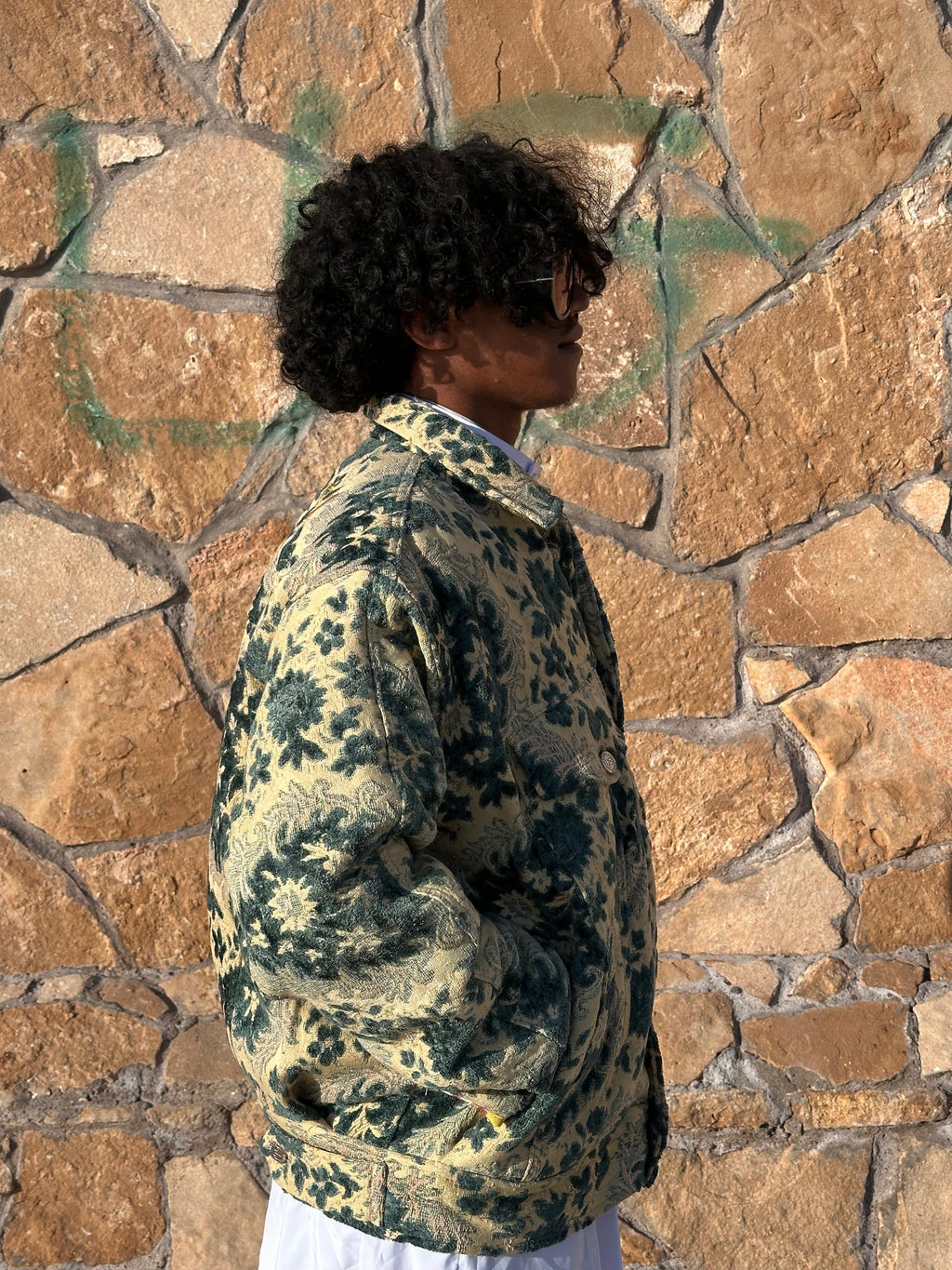 Moroccan hand made with unique blue and yellow color,  carpet Jacket UNISEX