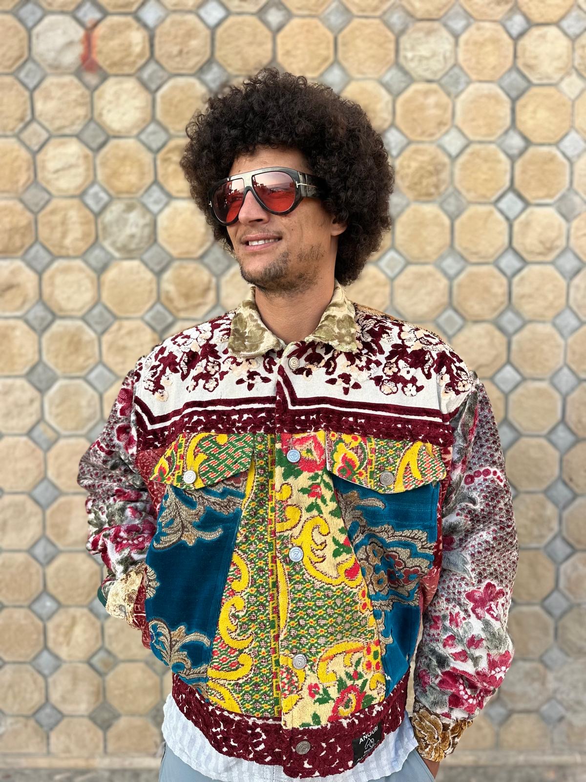 Moroccan hand made patchwork design carpet Jacket UNISEX