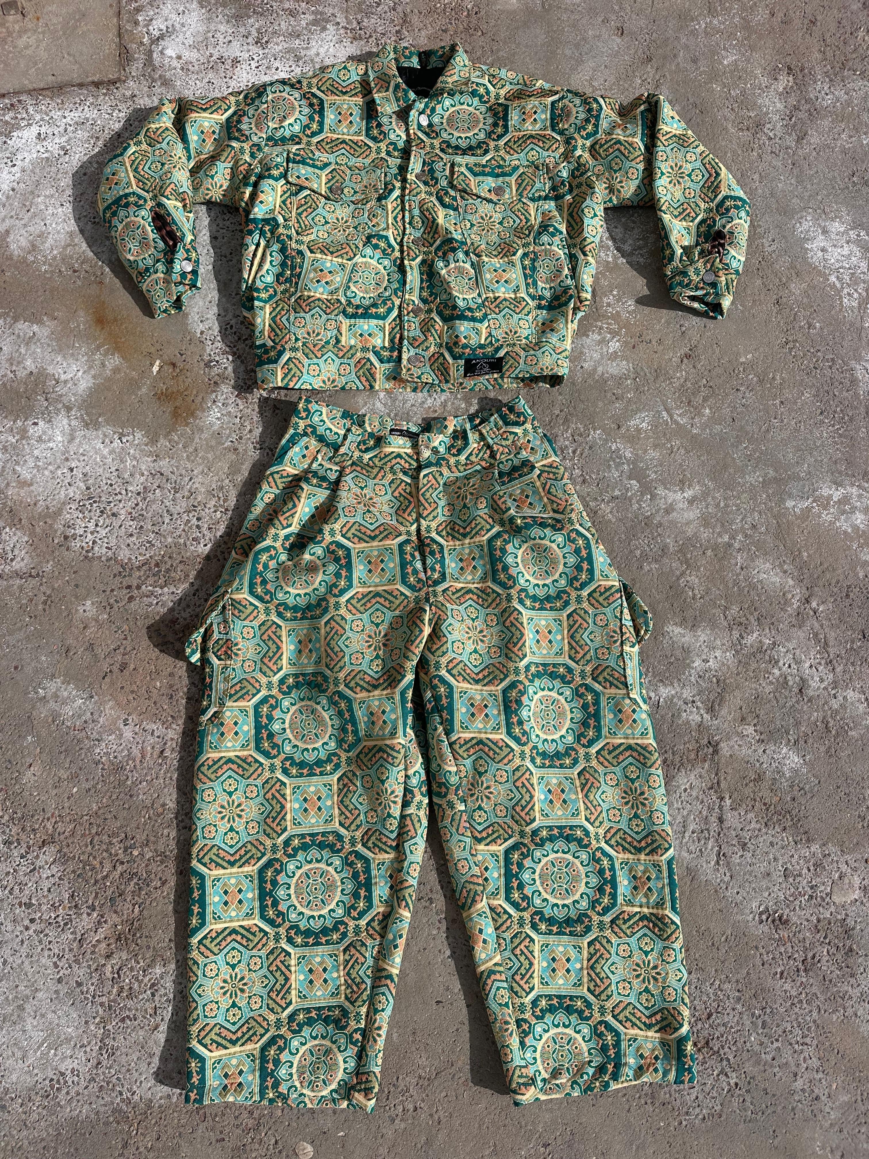 Moroccan hand made unique light green Carpet set UNISEX
