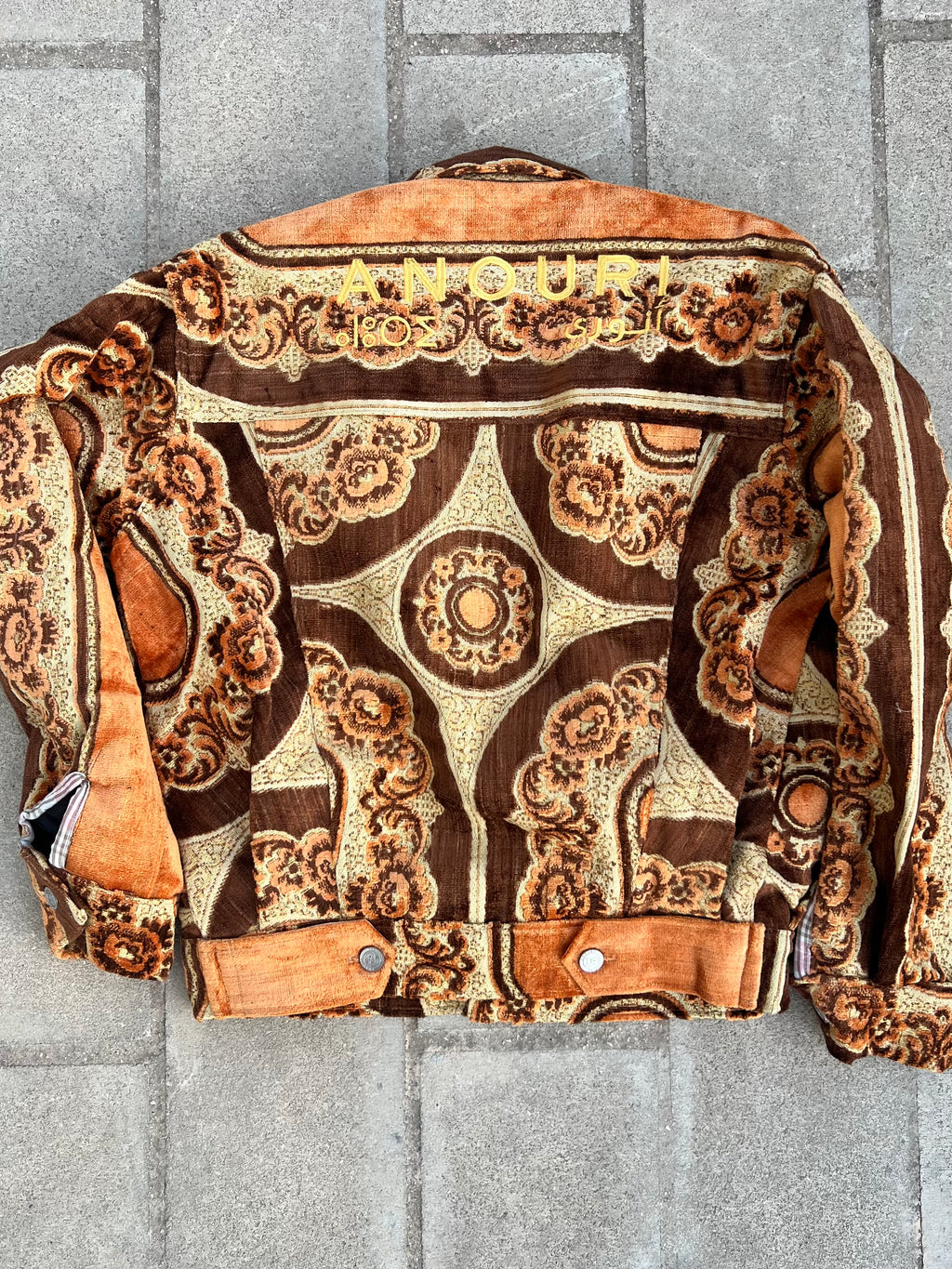 Moroccan hand made with unique light orange color,  carpet Jacket UNISEX