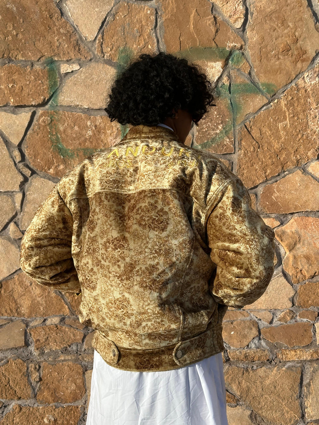 Moroccan hand made with unique brown and yellow color,  carpet Jacket UNISEX