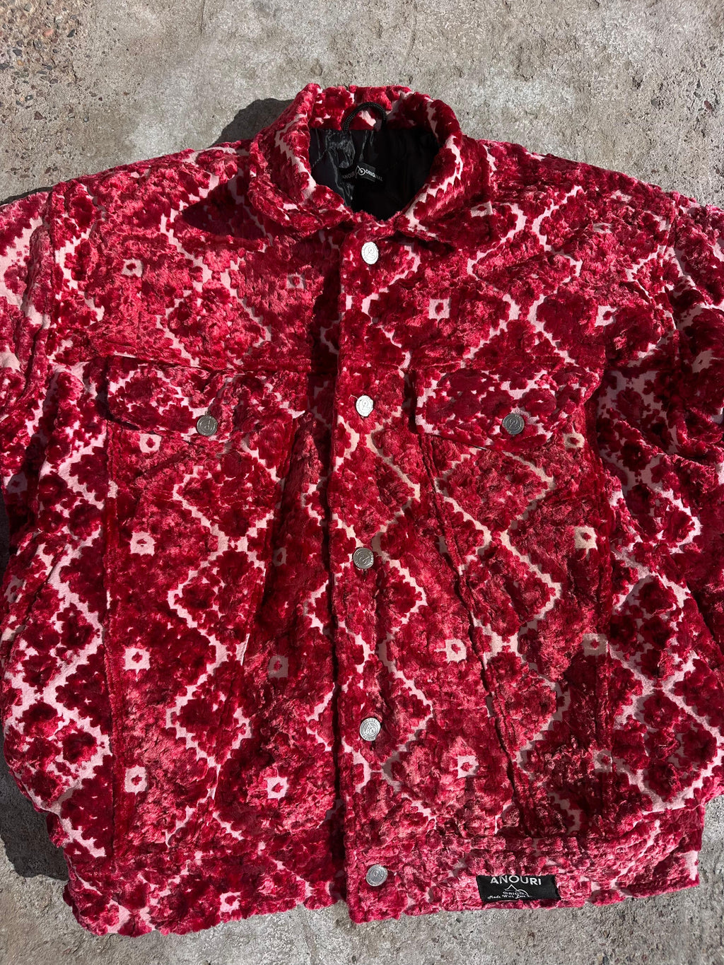 Moroccan hand made with unique unique red color,  carpet Jacket UNISEX
