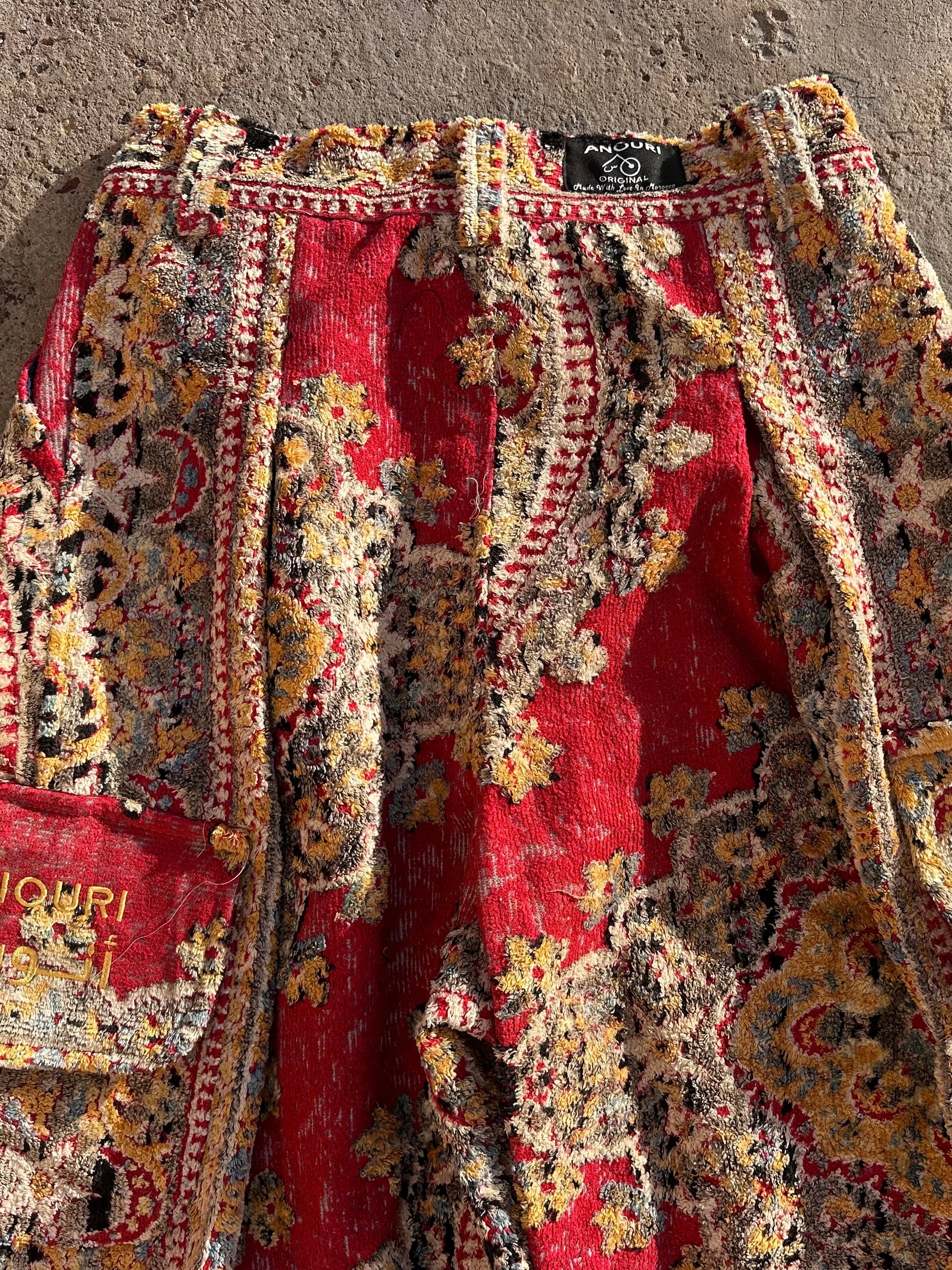 Anouris Original PANT with wide legs with two pockets  side unique red print “Carpet” UNISEX