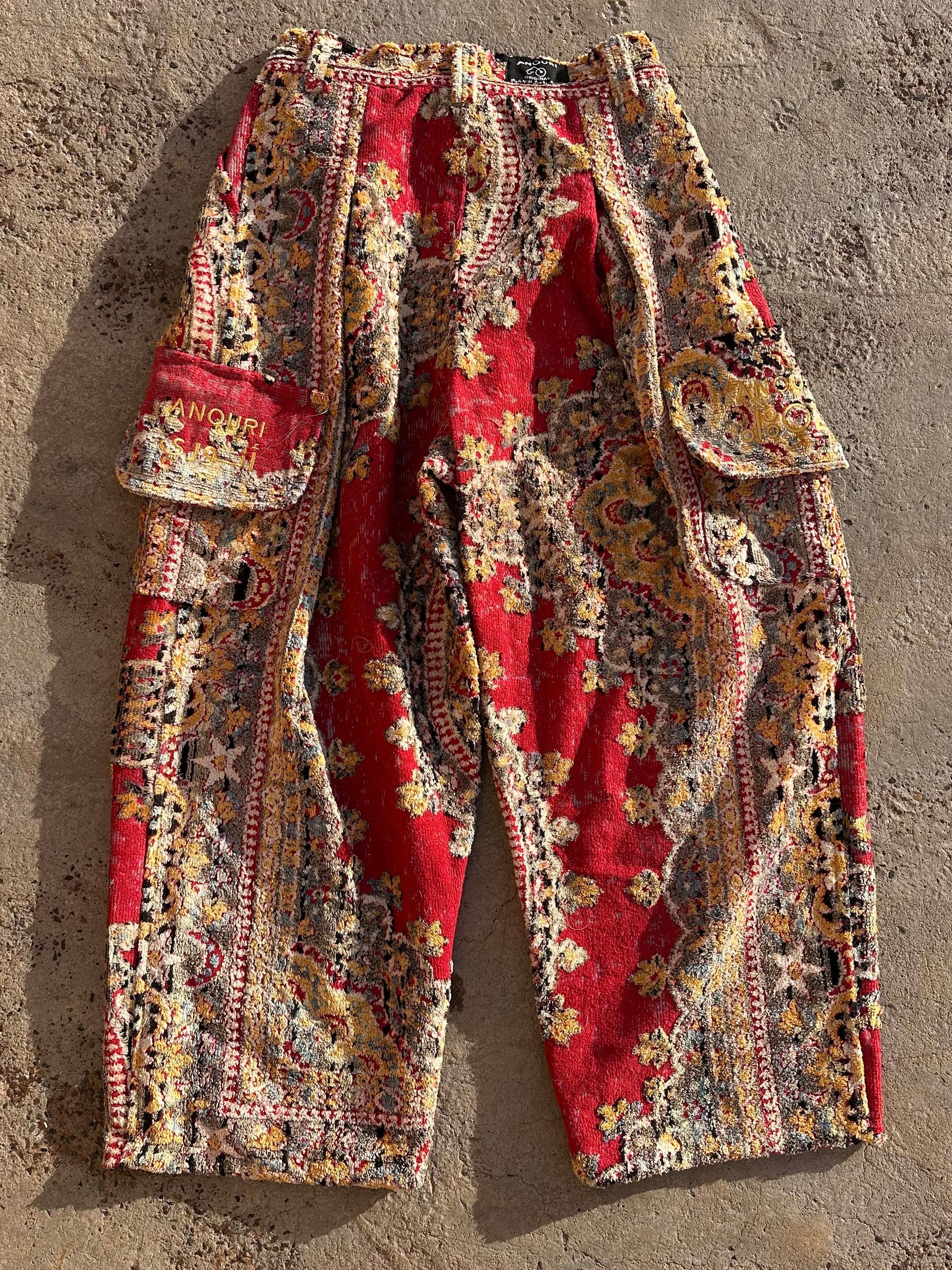Anouris Original PANT with wide legs with two pockets  side unique red print “Carpet” UNISEX