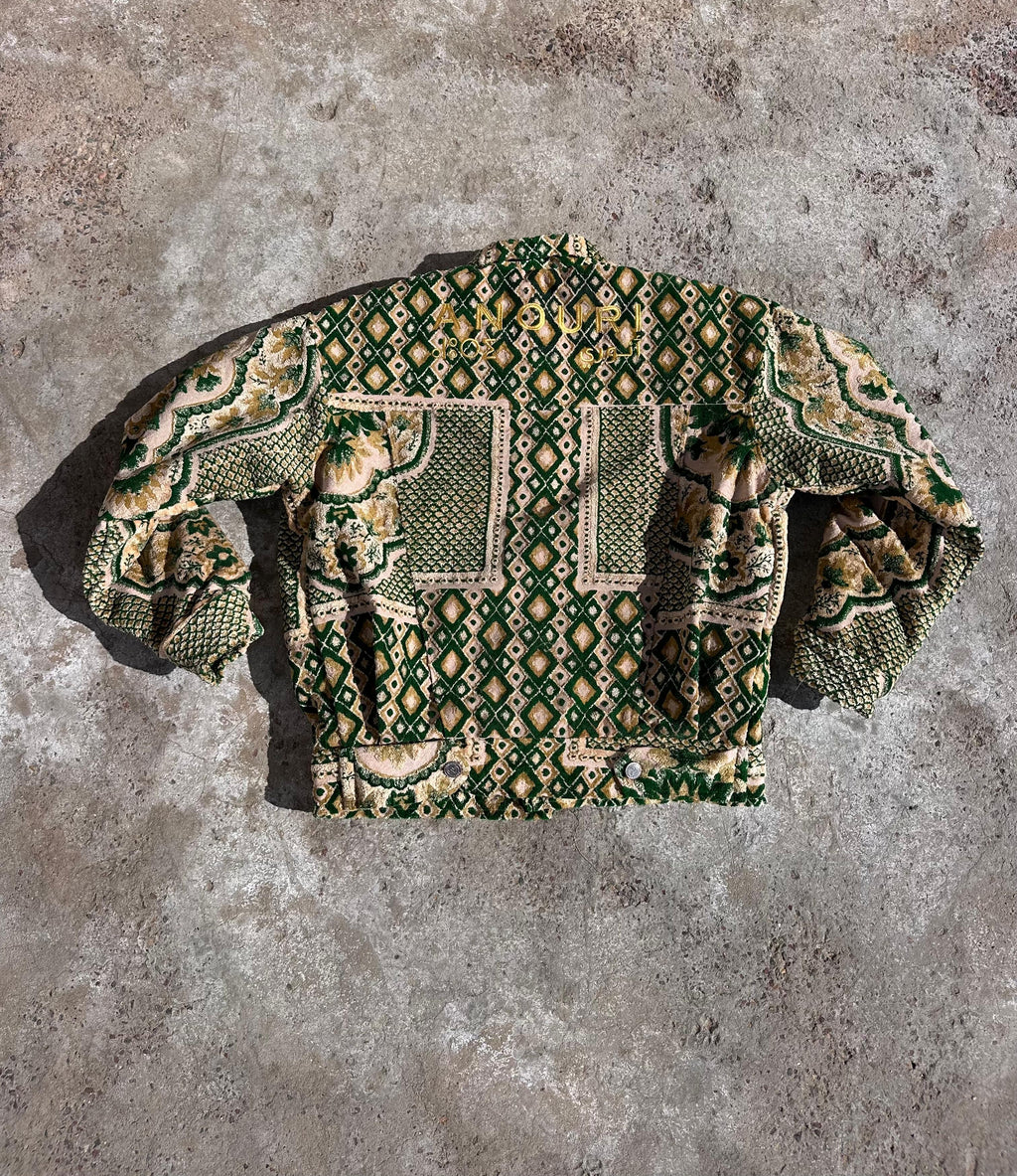 Moroccan hand made with unique yellow and green color,  carpet Jacket UNISEX