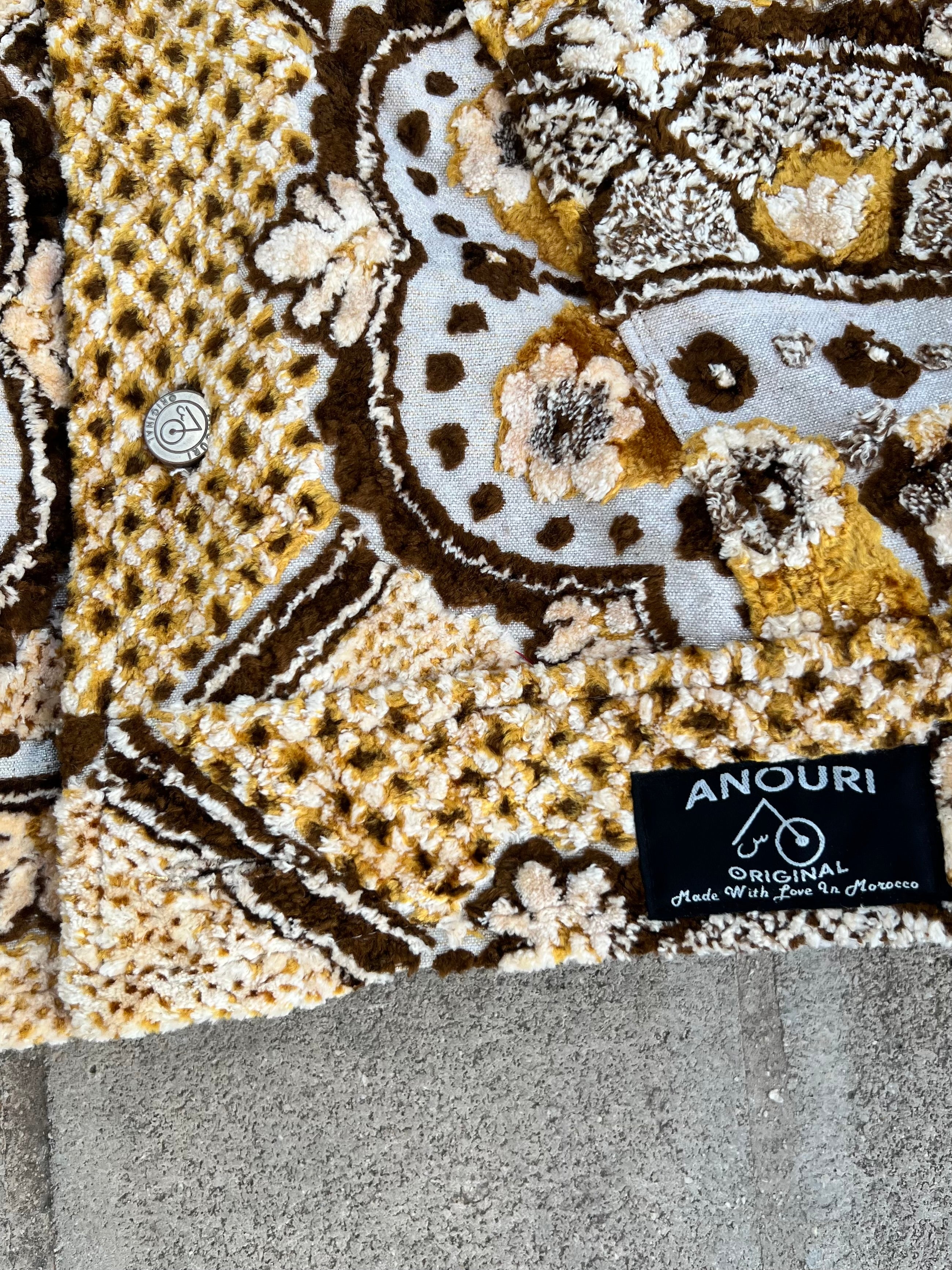 Moroccan hand made with unique yellow and brown color,  carpet Jacket UNISEX