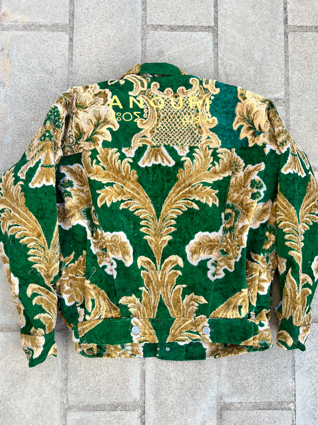 Moroccan hand made with unique yellow and green color,  carpet Jacket UNISEX