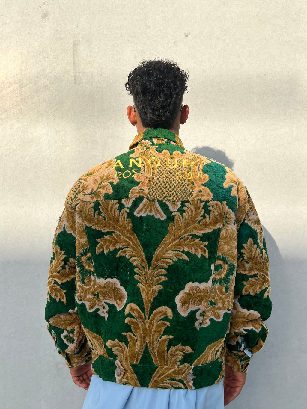 Moroccan hand made with unique yellow and green color,  carpet Jacket UNISEX