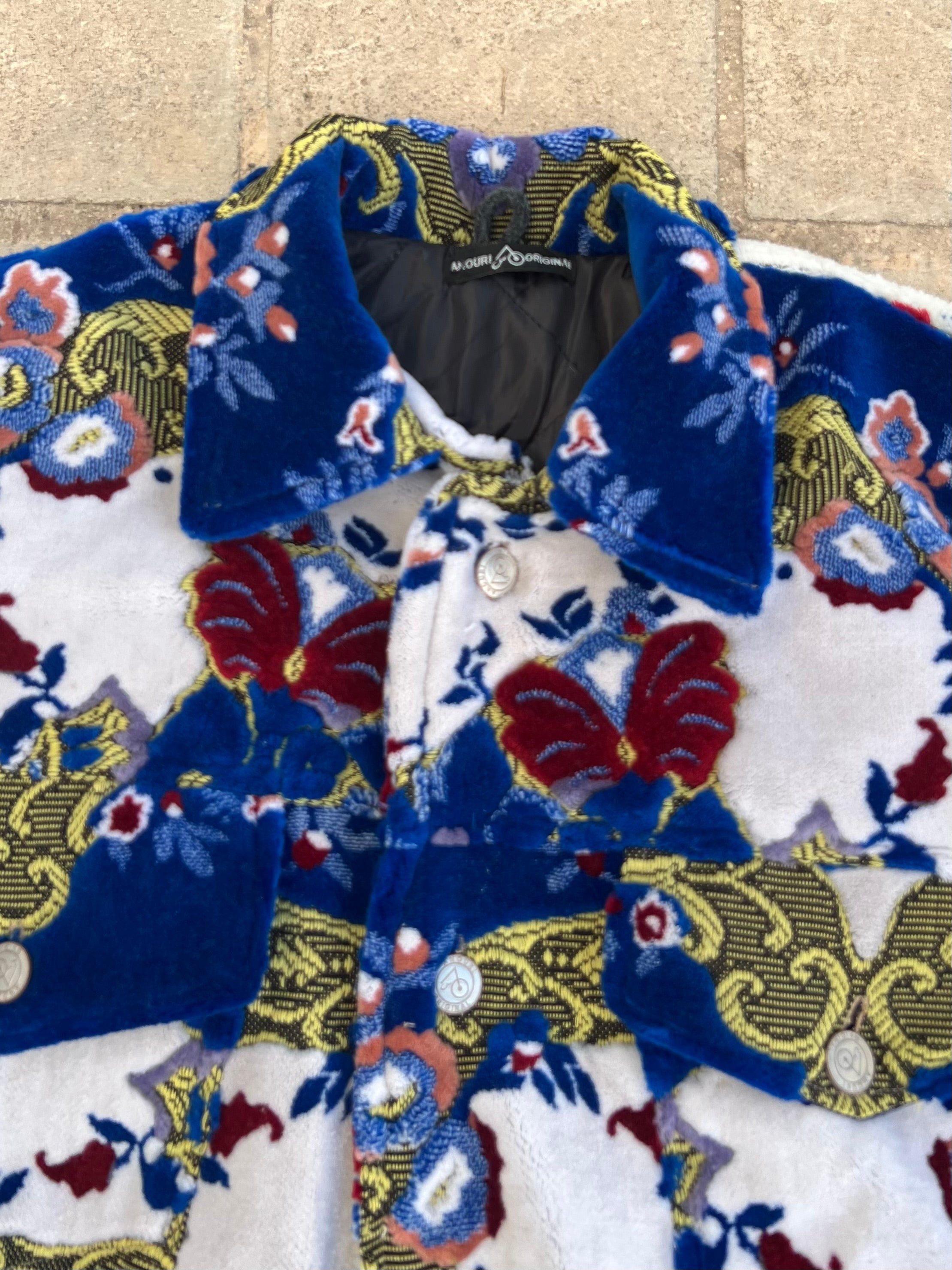 Moroccan hand made with unique design blue color ,  carpet Jacket UNISEX