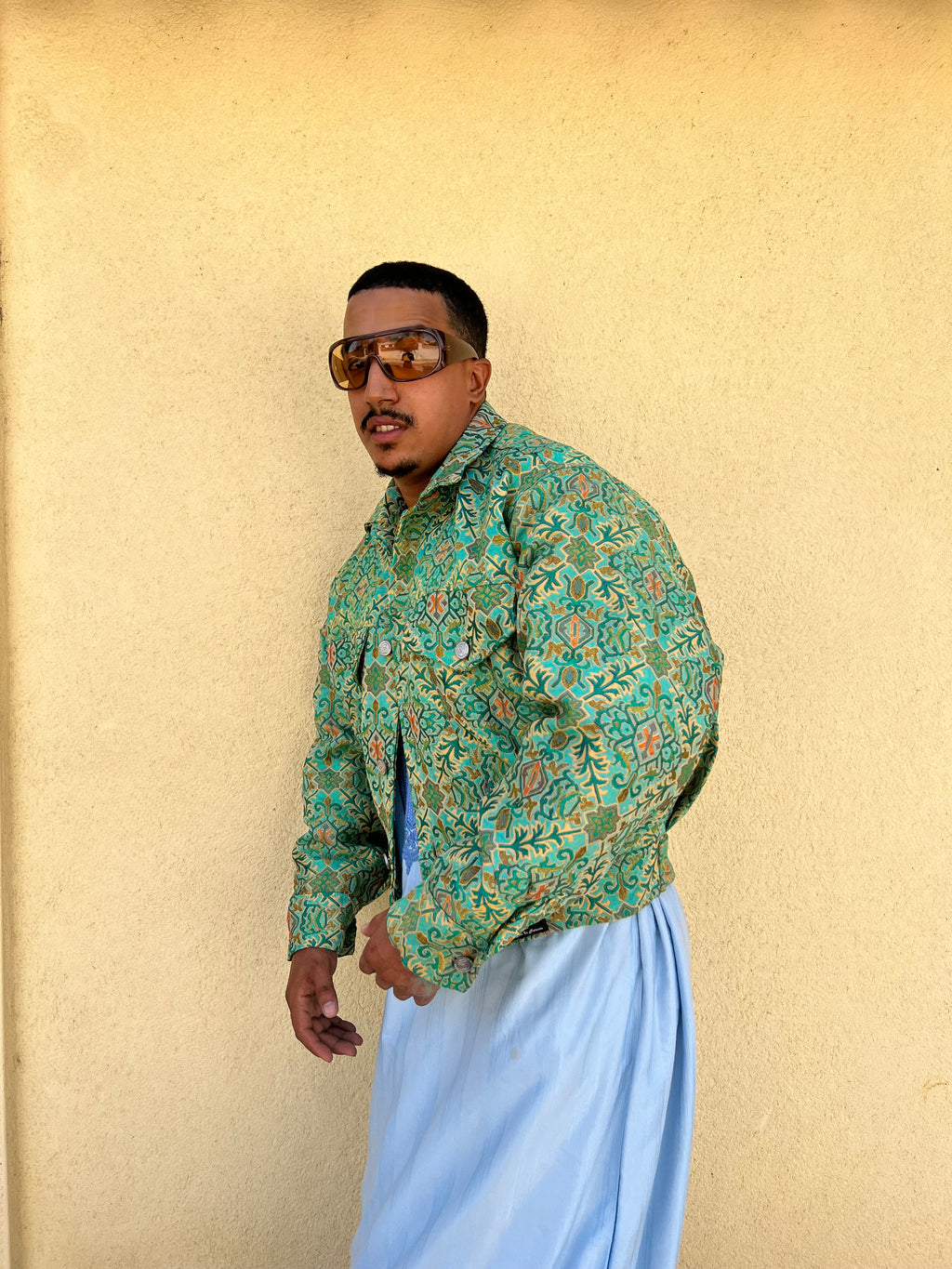 Moroccan hand made with unique white and green color,  carpet Jacket UNISEX (Copy)