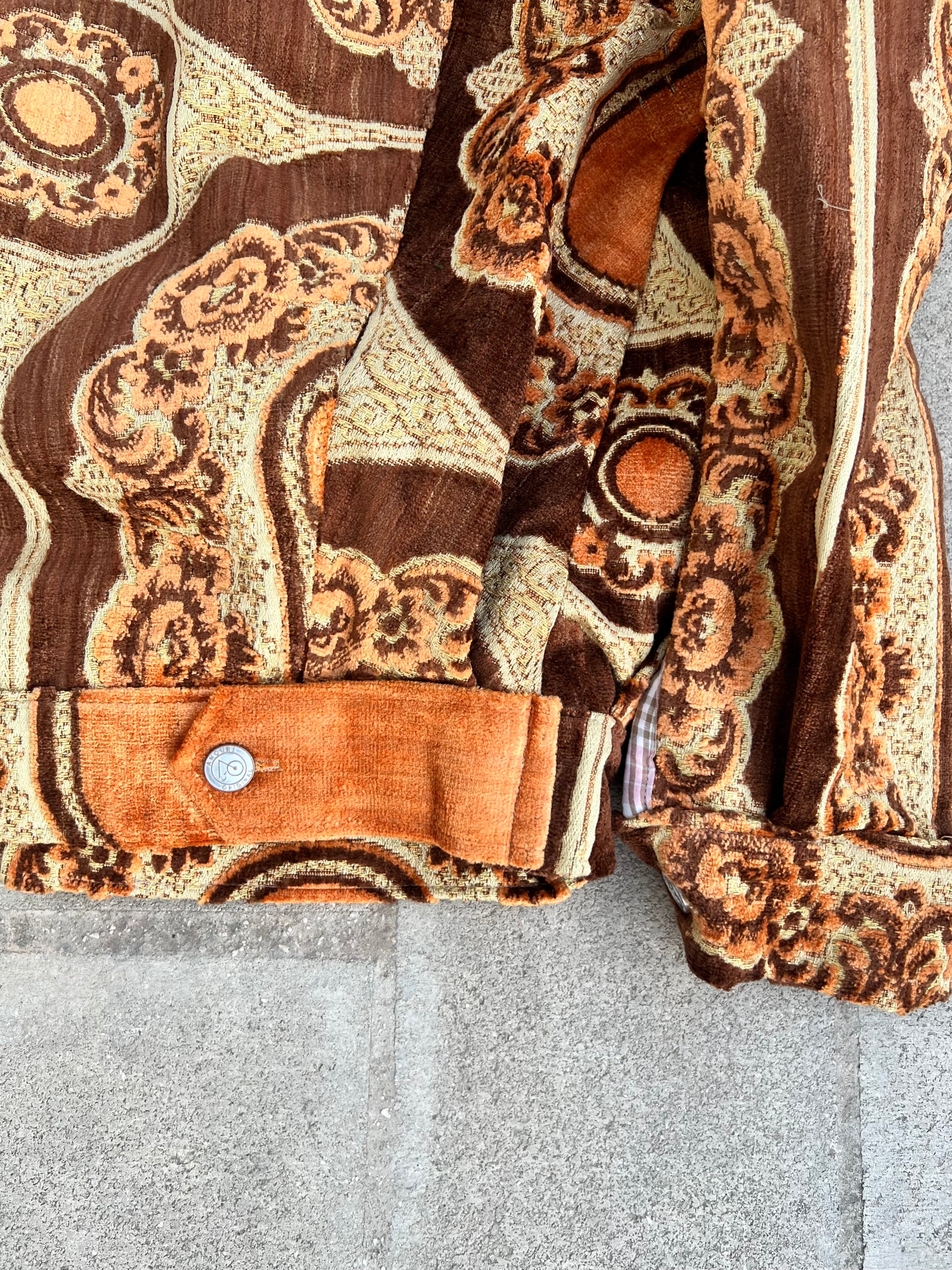 Moroccan hand made with unique light orange color,  carpet Jacket UNISEX