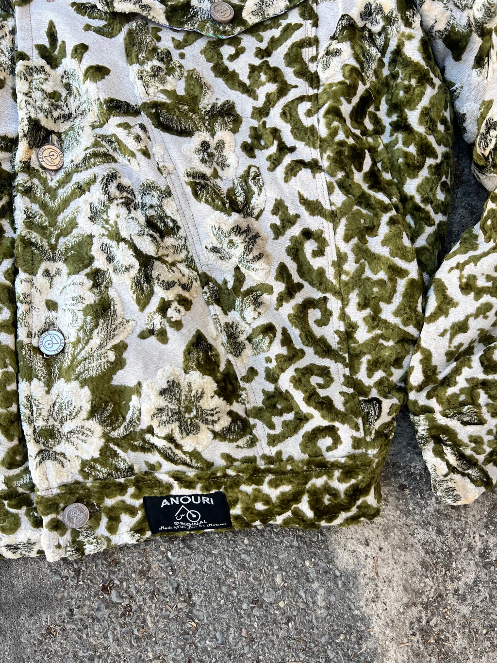 Moroccan hand made with unique green and white color ,  carpet Jacket UNISEX
