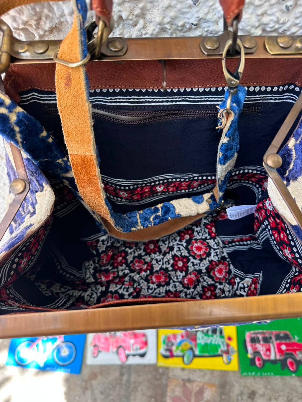 Anouri Original Emerald Heritage Frame blue colour Carpet Bag