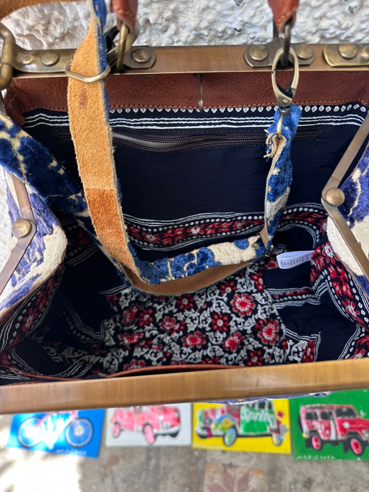 Anouri Original Emerald Heritage Frame blue colour Carpet Bag