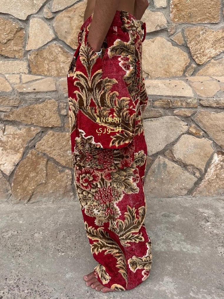 Anouris Original PANT with wide legs with two pockets  side red print “Carpet” UNISEX