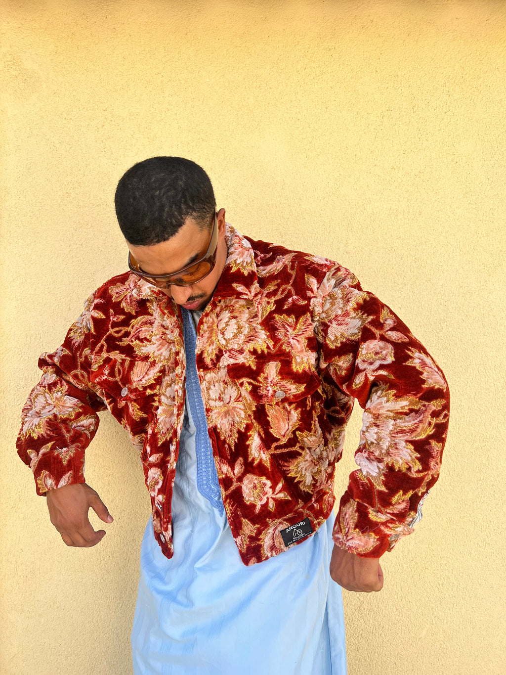 Moroccan hand made with unique Orange and yellow color,  carpet Jacket UNISEX