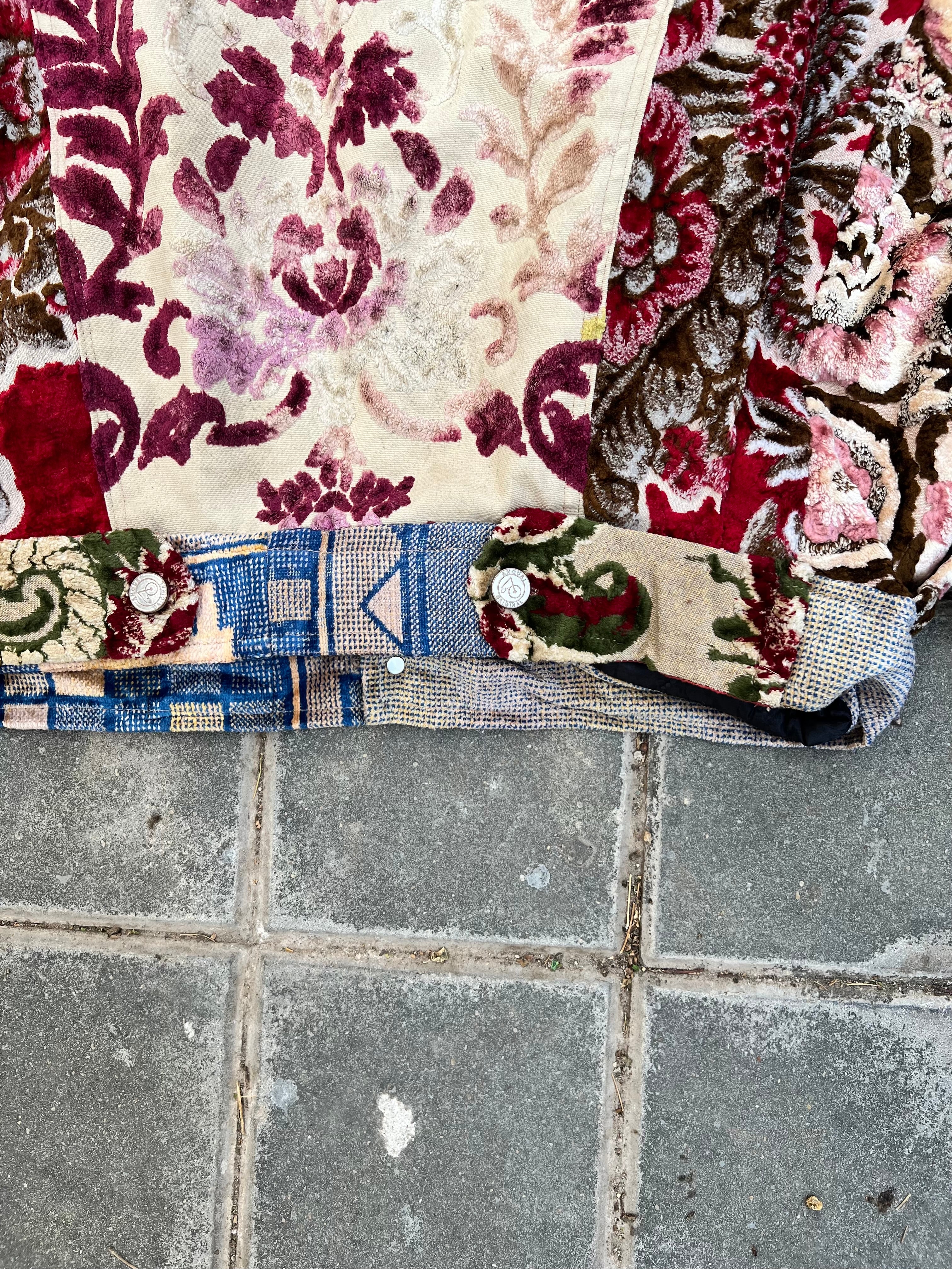 Moroccan hand made with unique patshwork design ,  carpet Jacket UNISEX
