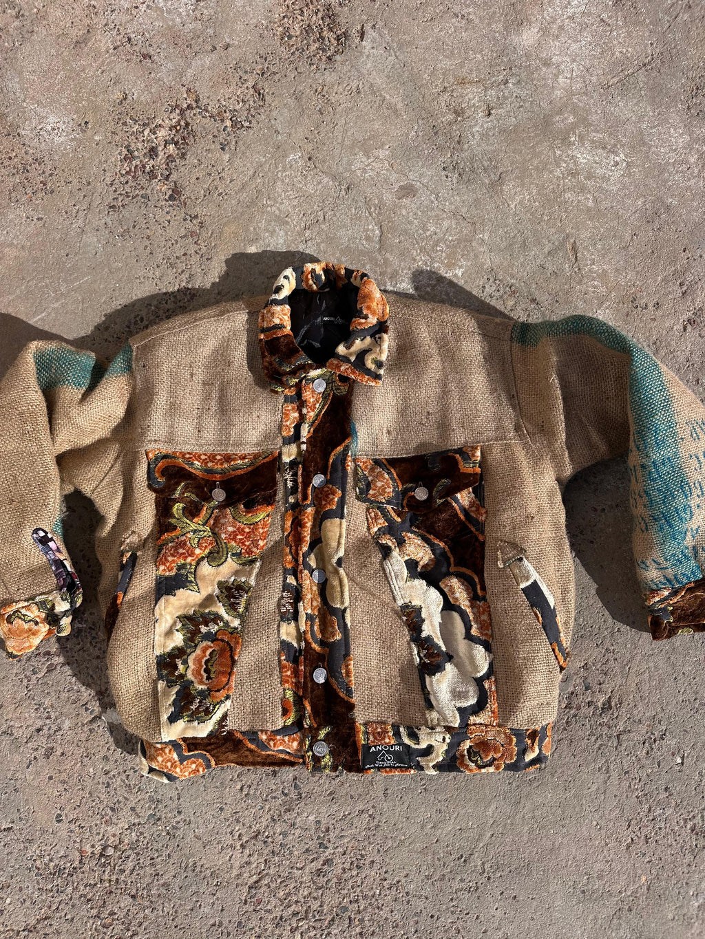 Moroccan hand made brown burlap Jacket UNISEX