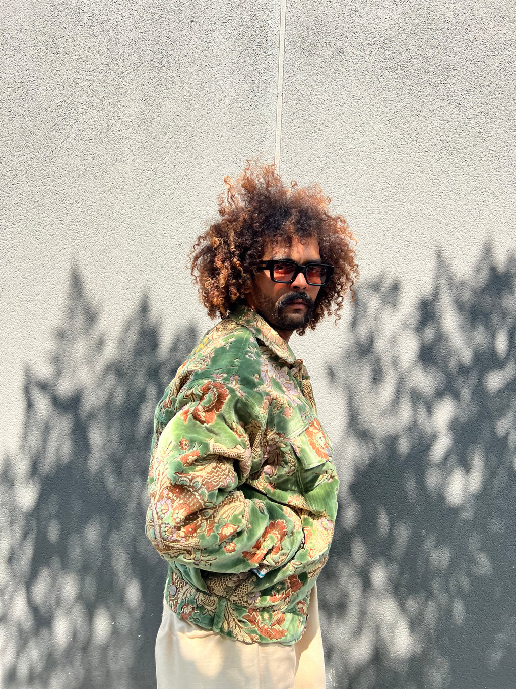 Moroccan hand made with unique design green color ,  carpet Jacket UNISEX