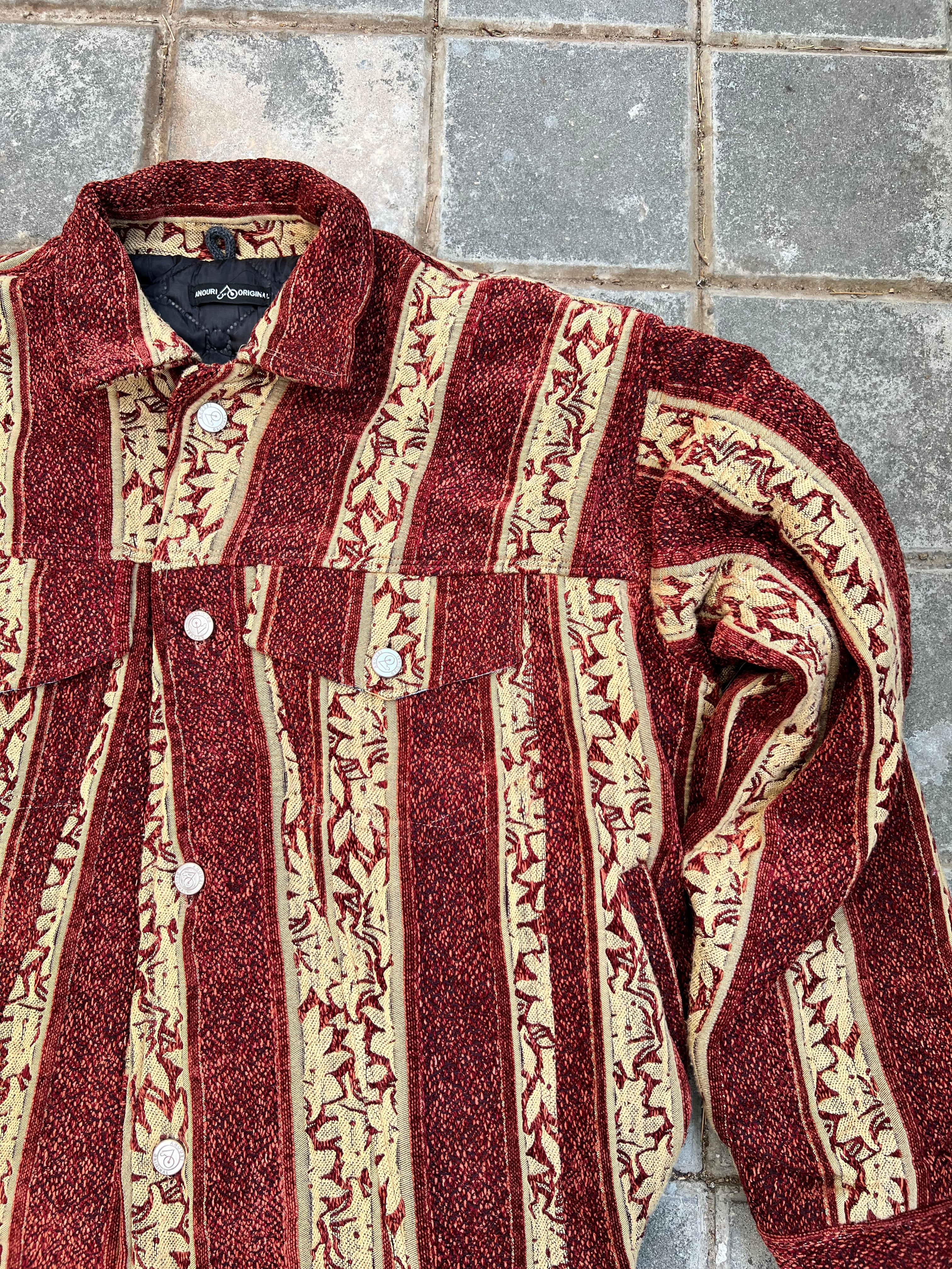Moroccan hand made with unique yellow and orange color,  carpet Jacket UNISEX