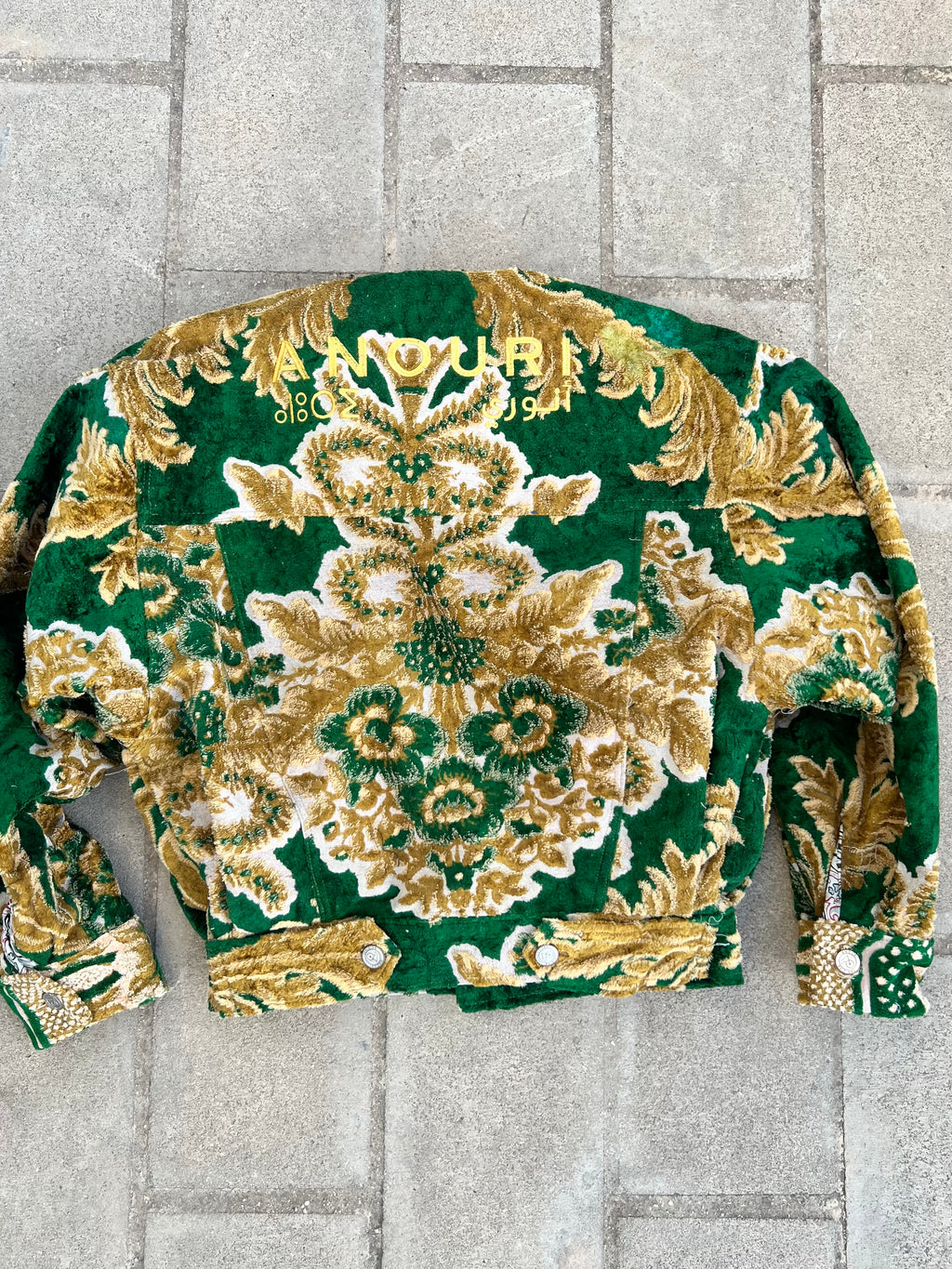 Moroccan hand made with unique yellow and green color,  carpet Jacket UNISEX