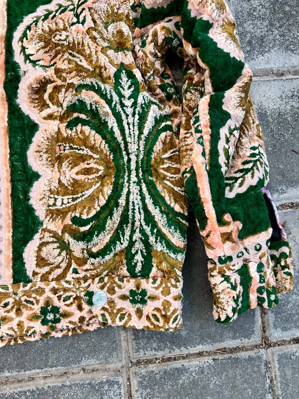Moroccan hand made with unique green and yellow color,  carpet Jacket UNISEX