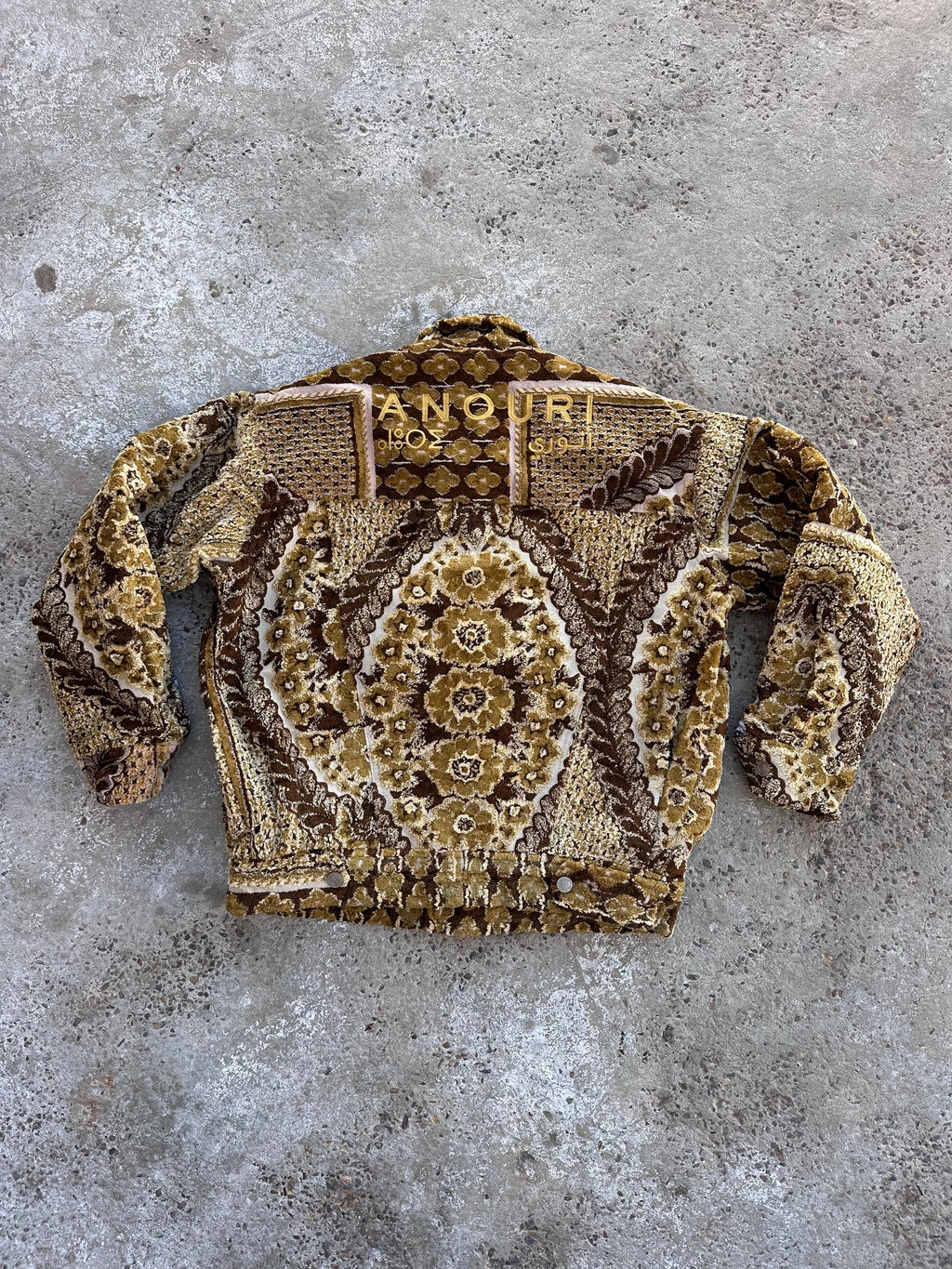 Moroccan hand made with unique yellow and brown design carpet Jacket UNISEX