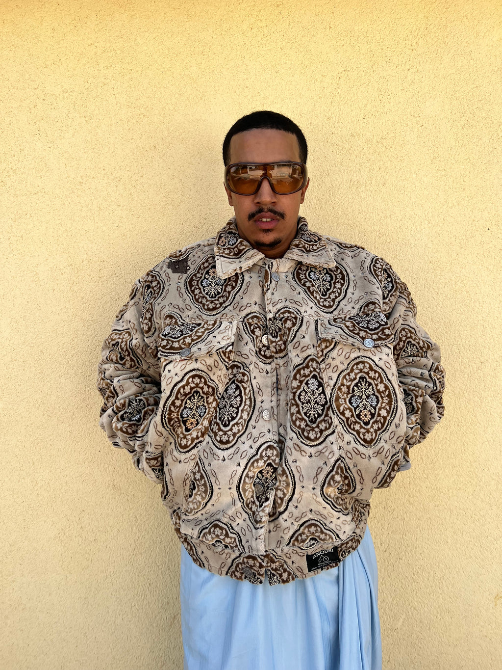 Moroccan hand made with unique yellow and orange color,  carpet Jacket UNISEX (Copy)