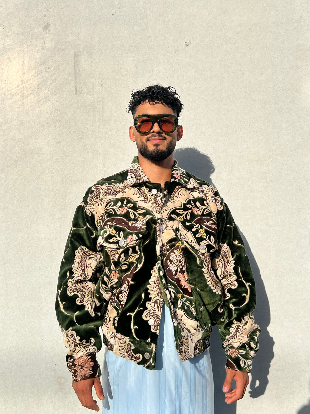 Moroccan hand made with unique green color,  carpet Jacket UNISEX
