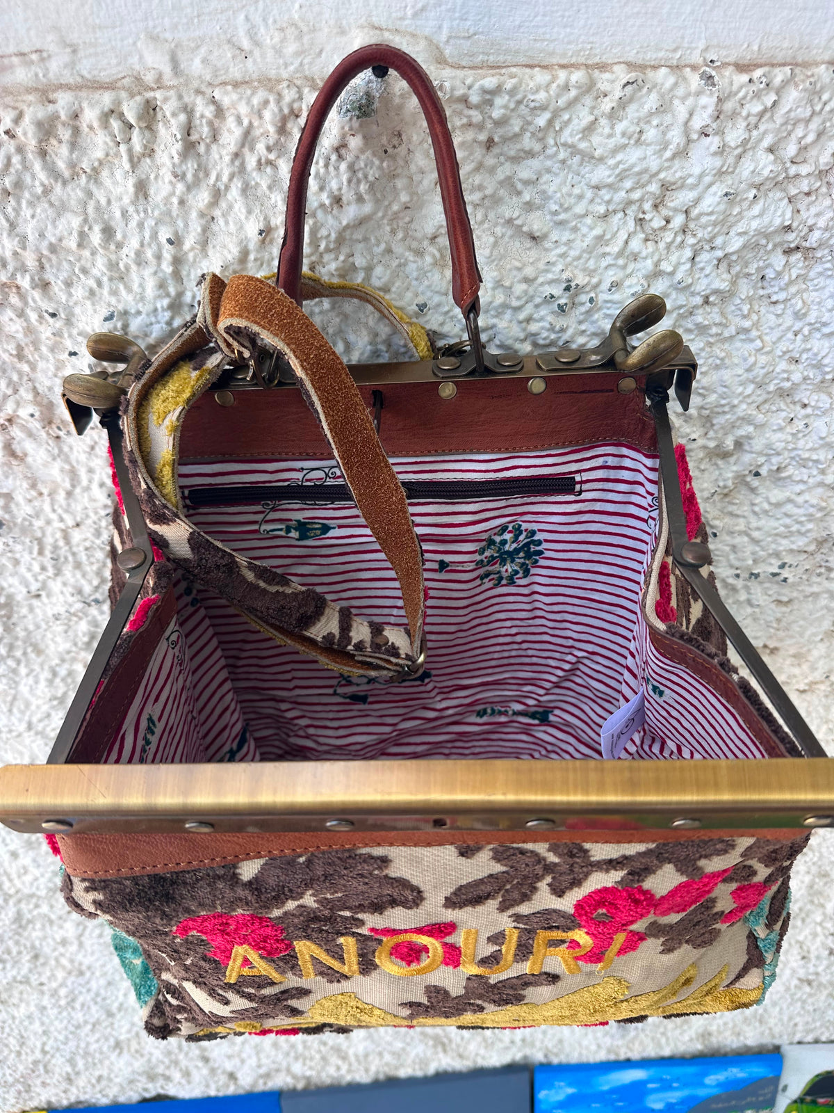 Anouri Original Emerald Heritage Frame colorful Carpet Bag