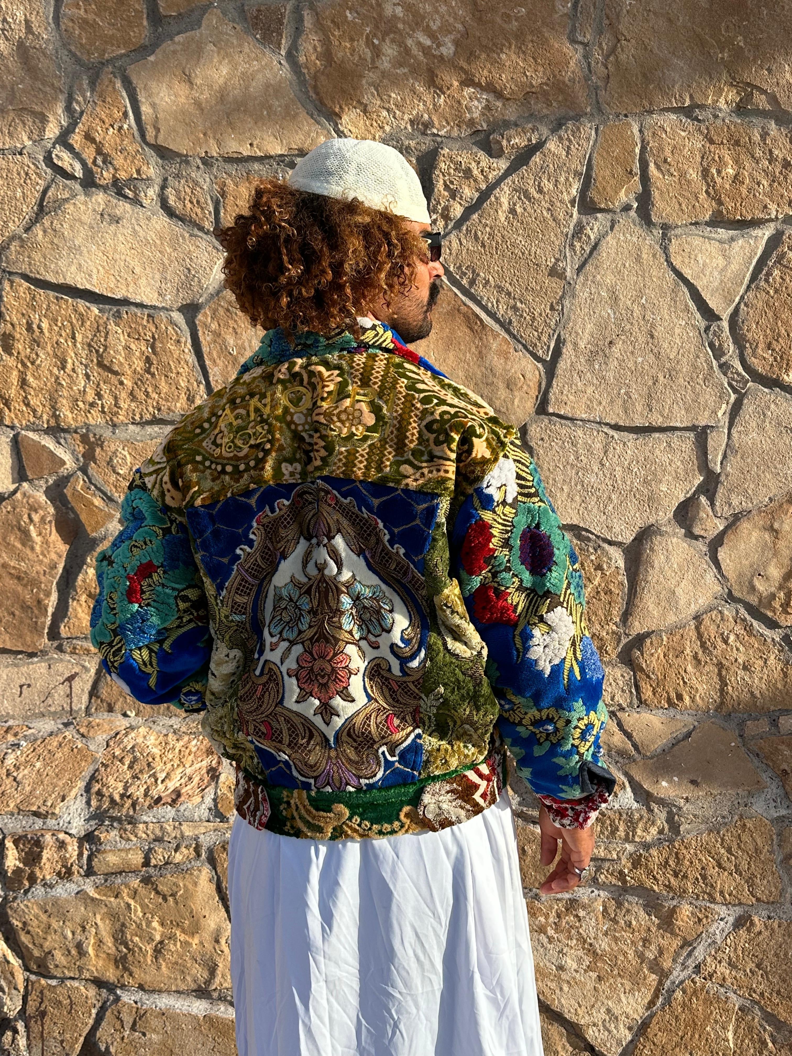 Moroccan hand made with unique patchwork design carpet Jacket UNISEX