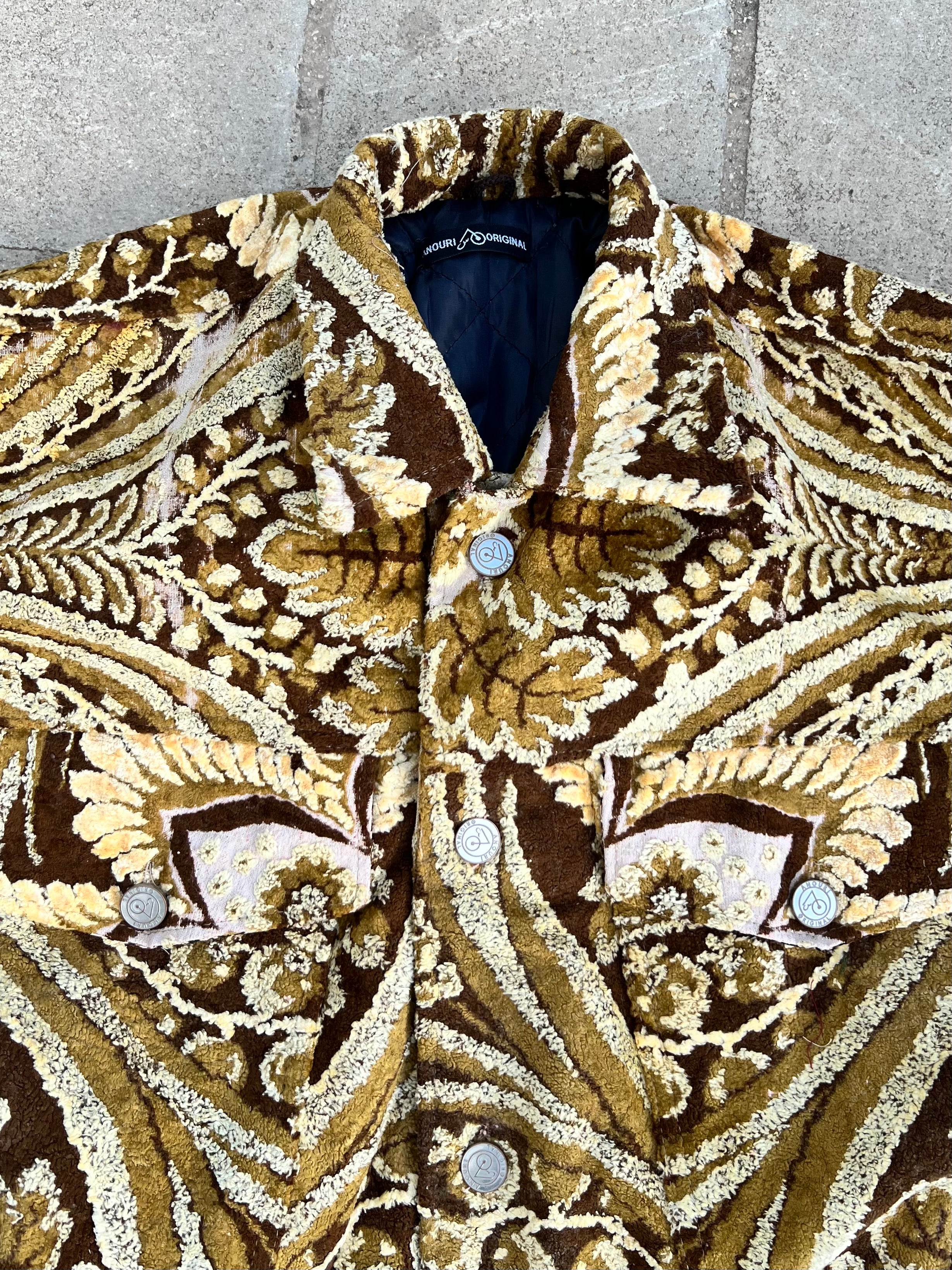 Moroccan hand made with unique yellow and brown color,  carpet Jacket UNISEX