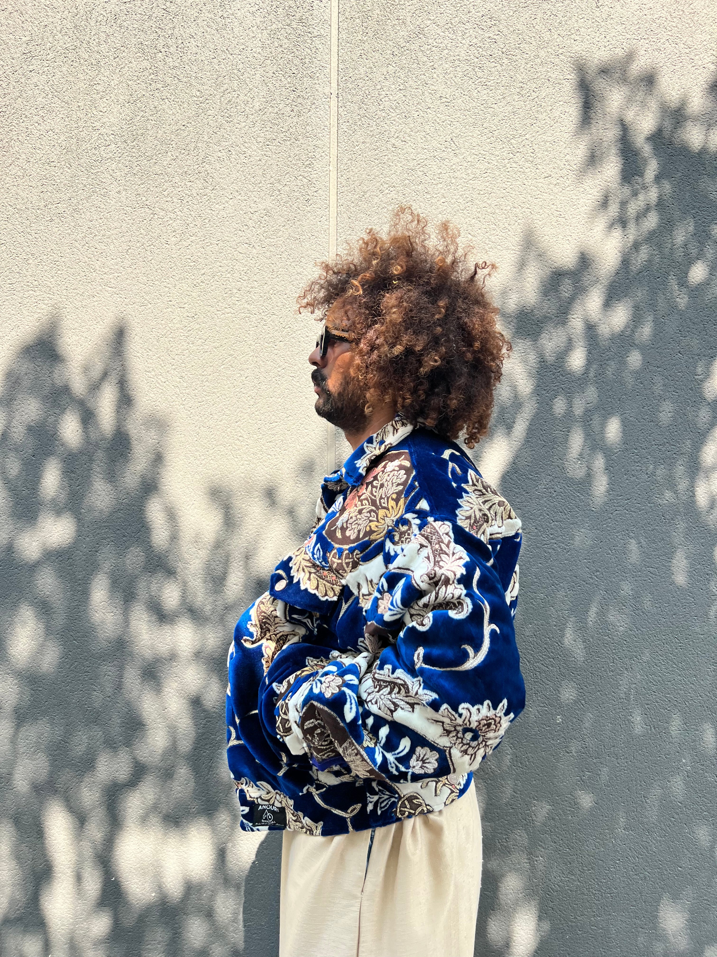 Moroccan hand made with unique design Blue color ,  carpet Jacket UNISEX